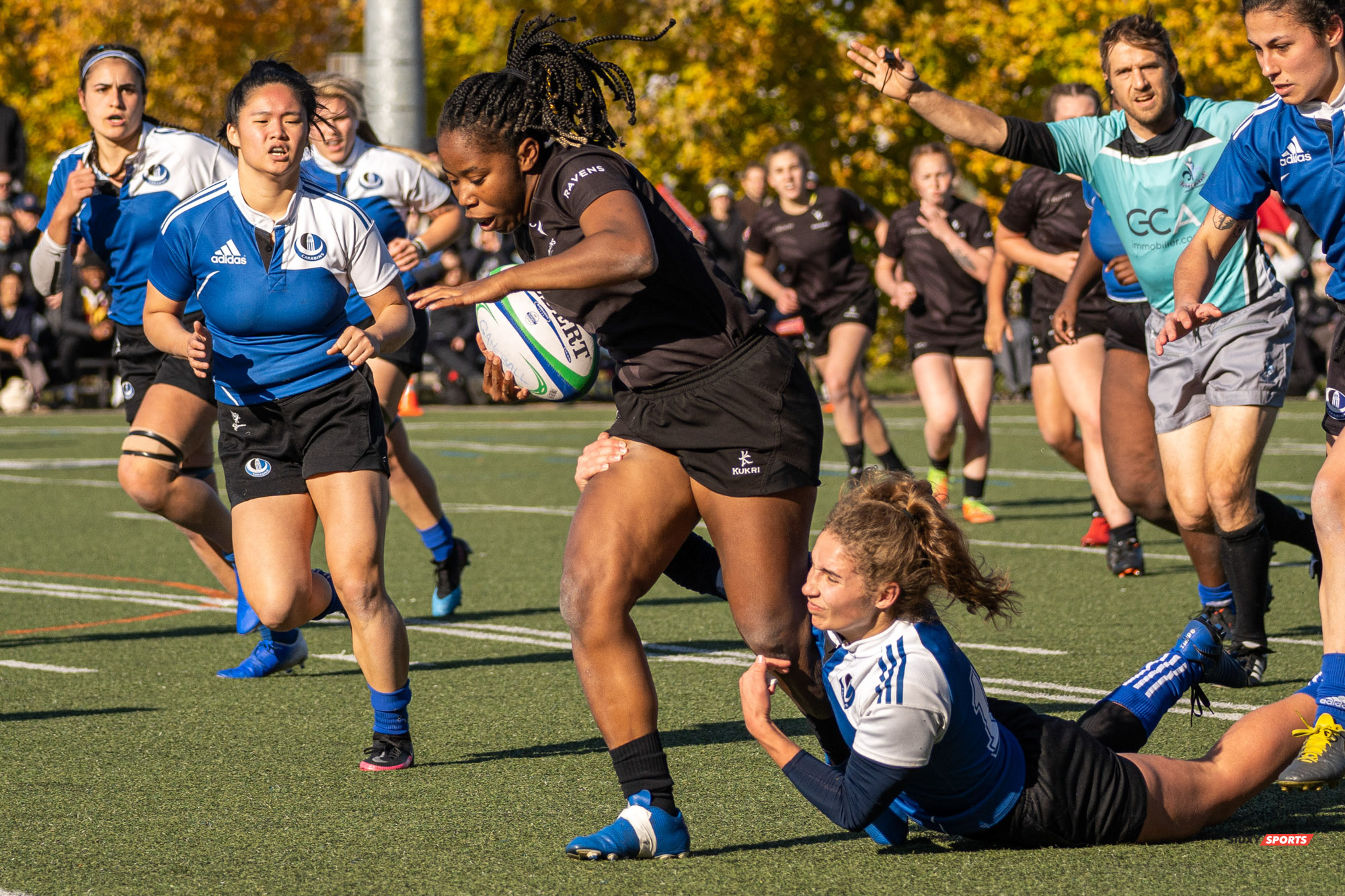 Deleshia DIXON - Karine LANDRY - Marie-Li LAPIERRE - Ophélia POISSON-VECCHIO -  Université de Montréal - Université Carleton - Rugby -  (#3UdeMvsCarletonF) Photo by:  | Siuxy Sports 2021-11-07
