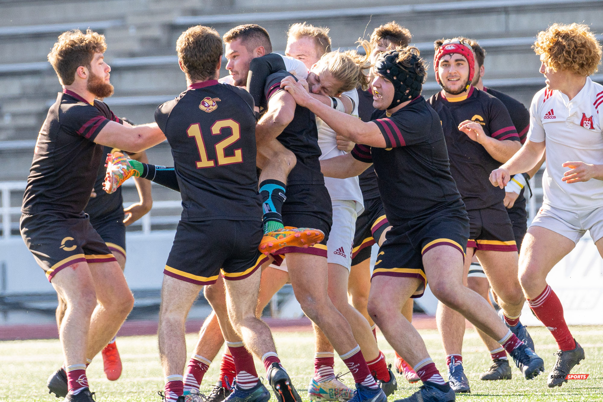 Victor DION - Brendan MACKENZIE - Calvin MAZLOUM - Aidan MCMULLAN - Jean-Christophe VINETTE -  Université McGill - Université Concordia - Rugby -  (#McGillvsConcordiaFinalsM) Photo by:  | Siuxy Sports 2021-11-06
