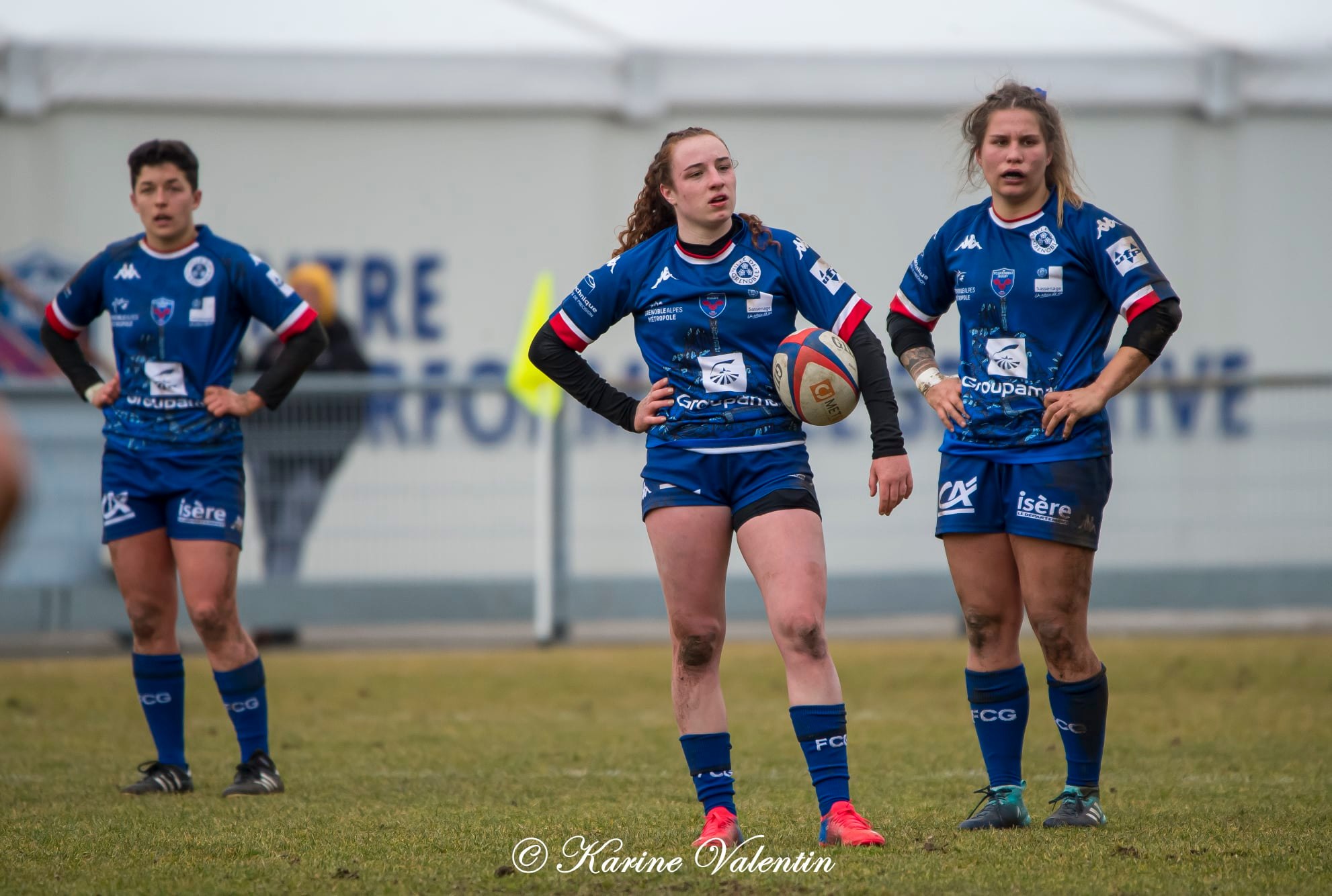 Suzie BROZDA - Emma GALLAGHER - Florine THIRON -  FC Grenoble Rugby -  - Rugby - Grenoble Amazones vs ASM Romagnat (#FCGVsASMRomagnat2022) Photo by: Karine Valentin | Siuxy Sports 2022-02-06