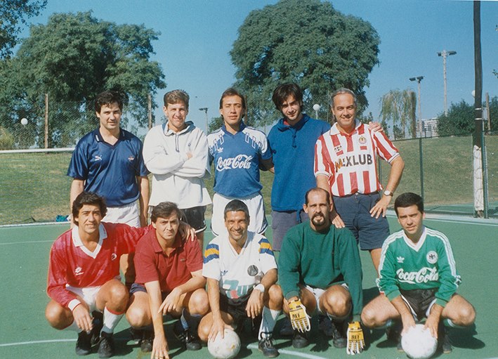 Pablo ARTURI - Ricardo FARIAS - Fabian GIANOLA - Pablo PALACIN - René SACHER - Cristian TOBELA - Martin TOBELA -   -  - Soccer - Punta Carrasco '95 () Photo by:  | Siuxy Sports 1995-08-12