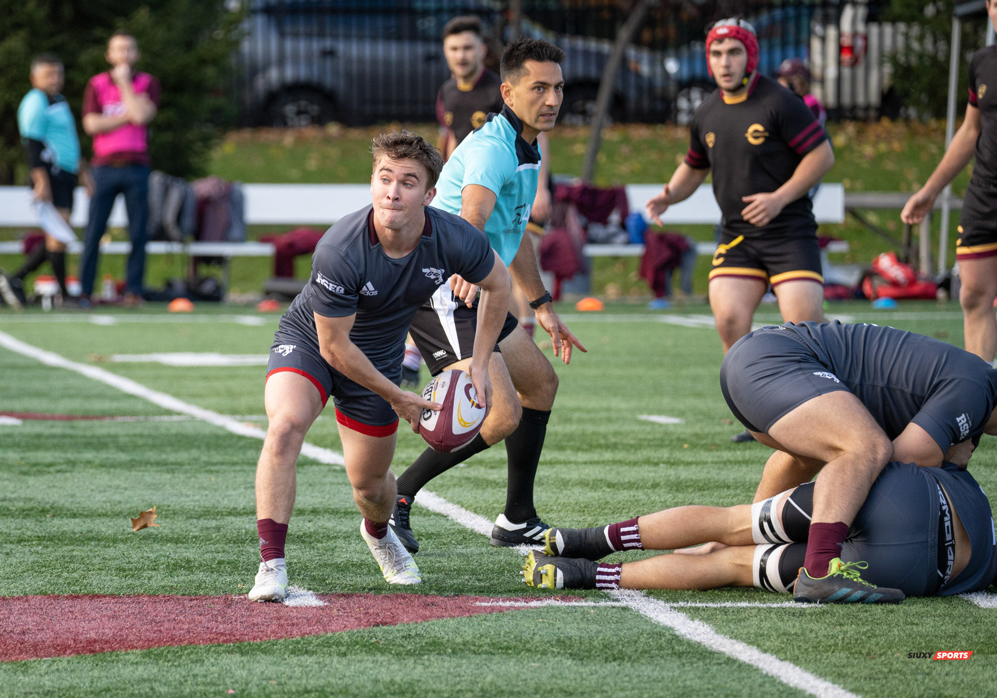 Calvin MAZLOUM - Andrei MOISA - Sullivan MURPHY - Alexandre SAINT-BONNET -  Université Concordia - Université Ottawa - Rugby -  (#ConcordiaVsOttawa2021m) Photo by:  | Siuxy Sports 2021-10-30