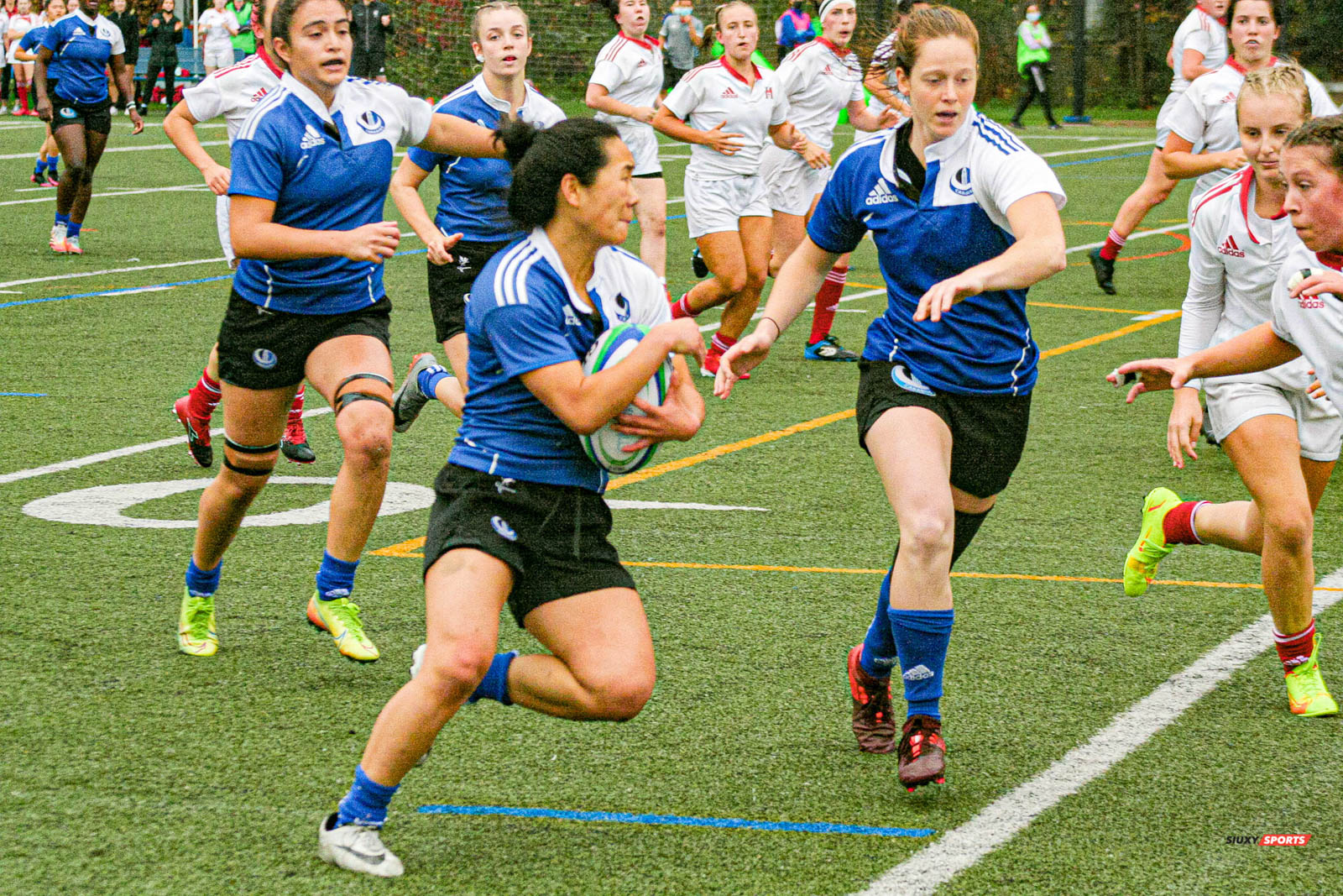 Marie-Éve BÉLANGER - Chloé DILLON - Cecilia GARCIA - Rawley LOFTUS - Jessica MCBAIN -  Université de Montréal - Université McGill - Rugby -  (#UdMvsMcGill2021w) Photo by:  | Siuxy Sports 2021-10-16
