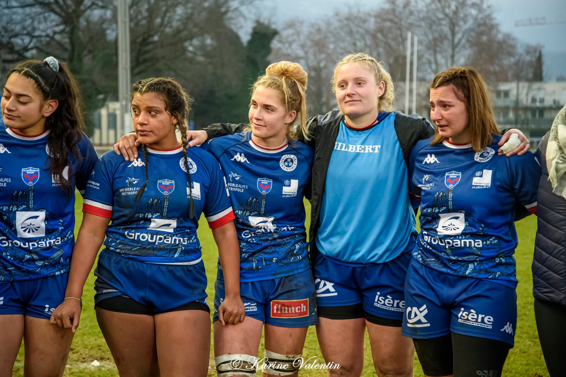 Jade BONNET - Lea CHAMPON - Taïna MAKA - Ambre MWAYEMBE - Emma POULAT -  FC Grenoble Rugby -  - Rugby -  (#GrenobleVsBobigny2021Dec) Photo by: Karine Valentin | Siuxy Sports 2021-12-21