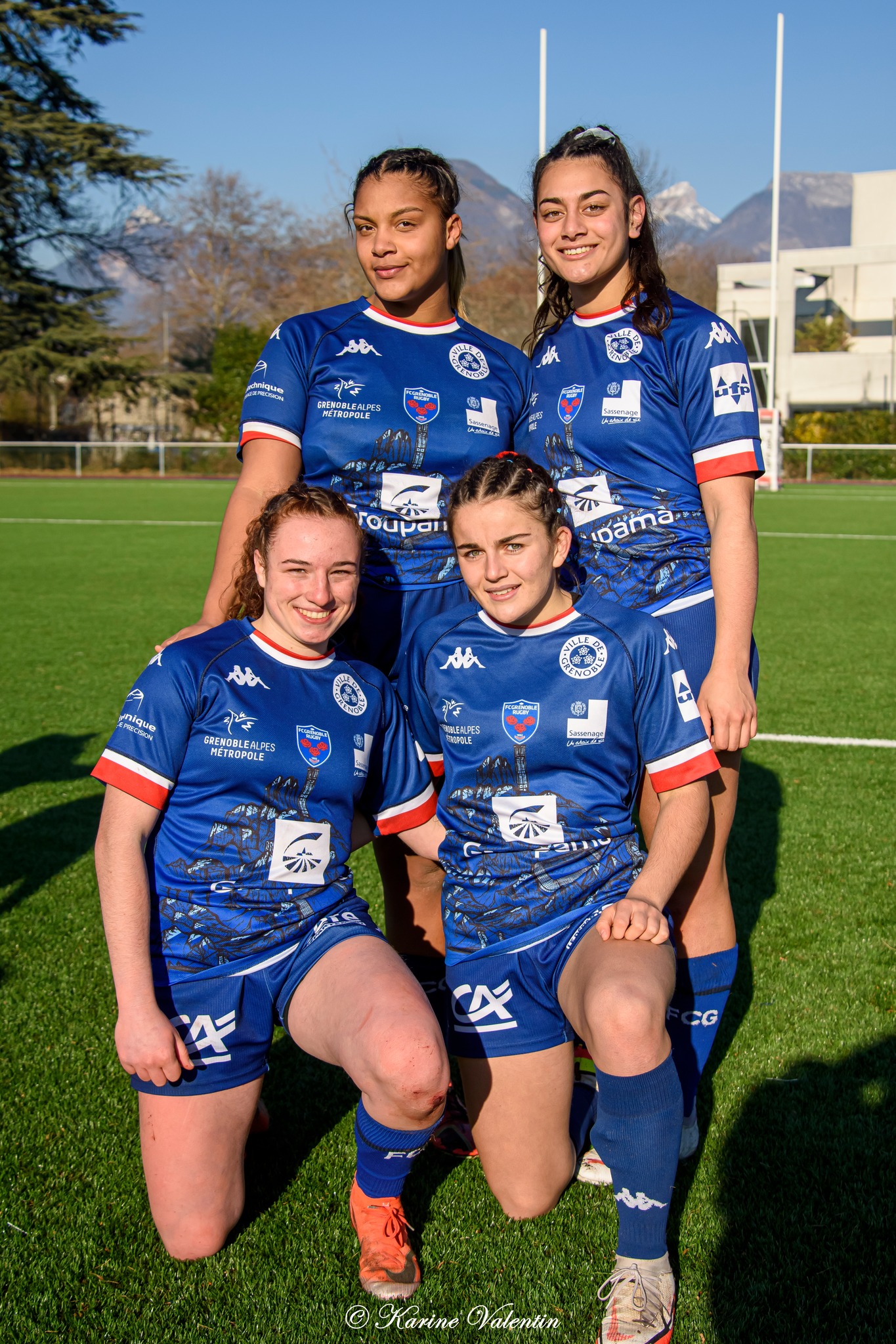 Taïna MAKA - Ambre MWAYEMBE - Enoé NERI - Florine THIRON -  FC Grenoble Rugby -  - Rugby - FC Grenoble Vs Stade Français (#AmznesVsPinkRckts2022) Photo by: Karine Valentin | Siuxy Sports 2022-01-16