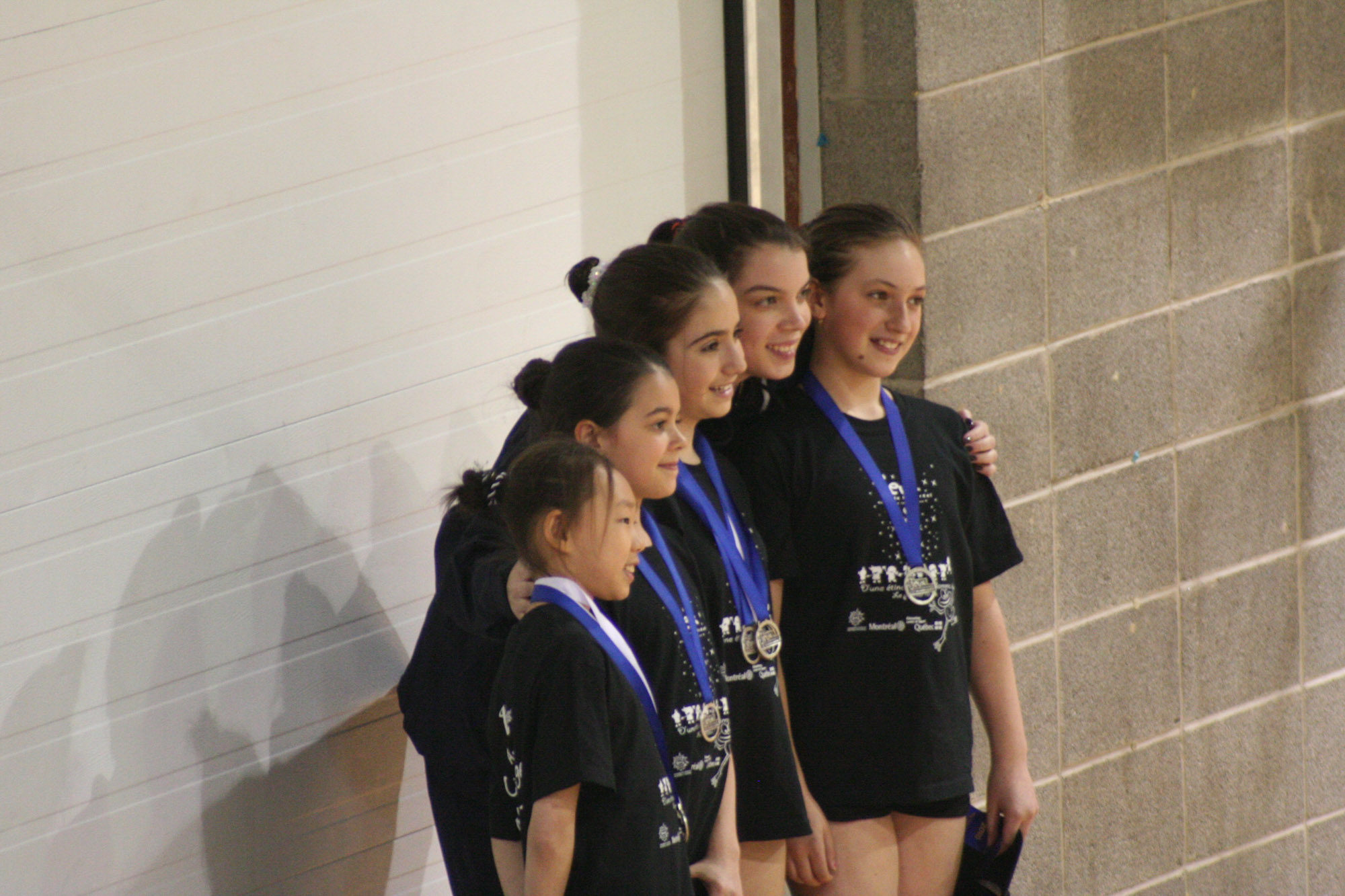 Emilie ALCHOURRON - Adrianna BESSETTE -  QUESTO -  - Rhythmic gymnastics - Photo avec toutes les gagnantes () Photo by:  | Siuxy Sports 2010-04-10