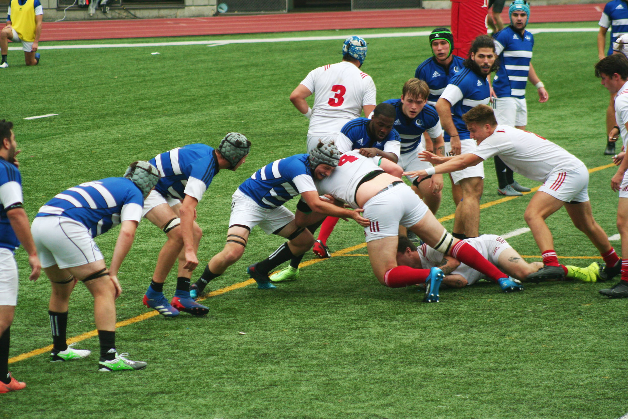 Léo BANTI - Eloi BERNOUD - Owen CUMMING - Neos DIONISOPOULOS - Thibault LE COZ - Yanis TIO-TOURÉ -  Université McGill - Université de Montréal - Rugby -  (#McGillvsUdeM) Photo by:  | Siuxy Sports 2021-09-11