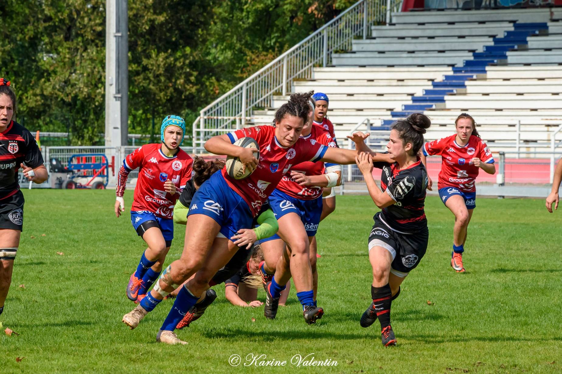 Sana LAGRANDEUR - Océane MILLO CHEVREY - Florine THIRON -  FC Grenoble Rugby - Stade Toulousain - Rugby - FC Grenoble VS Toulouse (#GrenobleVsToulouse2021sep) Photo by: Karine Valentin | Siuxy Sports 2021-09-26
