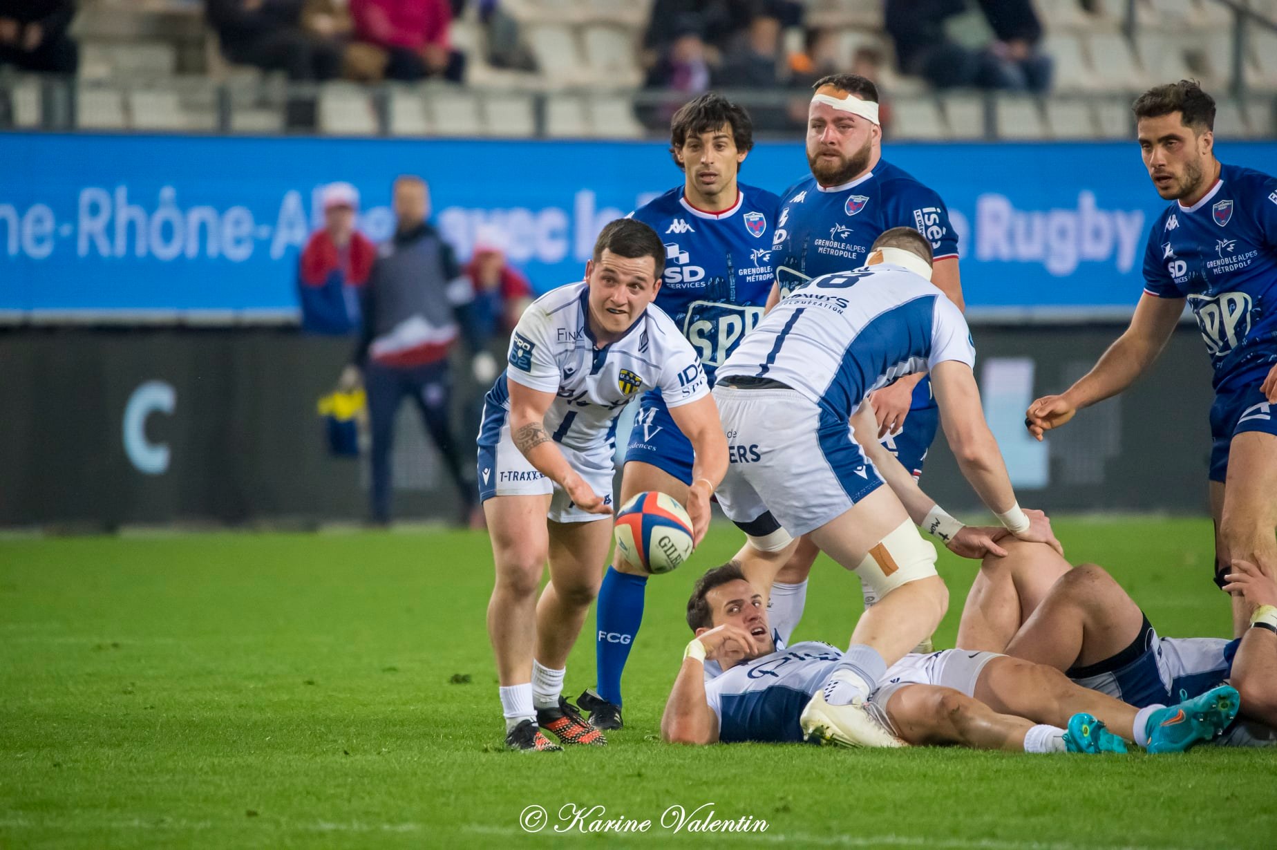 Lucas DUPONT - Felipe EZCURRA - Ilia KAIKATSISHVILI -  FC Grenoble Rugby - USON Nevers - Rugby - FC Grenoble Rugby (34) vs USON Nevers (10) - 2022 (#FCGvsUSON2022) Photo by: Karine Valentin | Siuxy Sports 2022-03-04