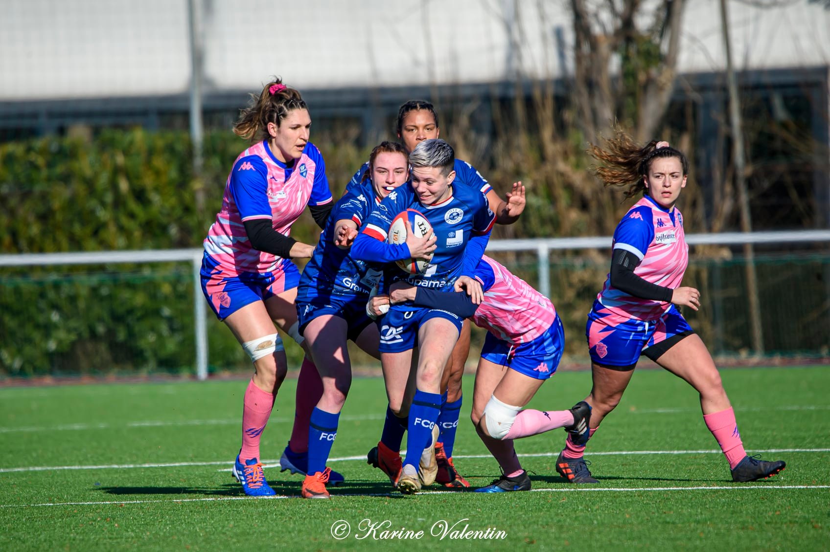 Oceane BUISSON - Ambre MWAYEMBE - Florine THIRON -  FC Grenoble Rugby - Stade Français - Rugby - FC Grenoble Vs Stade Français (#AmznesVsPinkRckts2022) Photo by: Karine Valentin | Siuxy Sports 2022-01-16