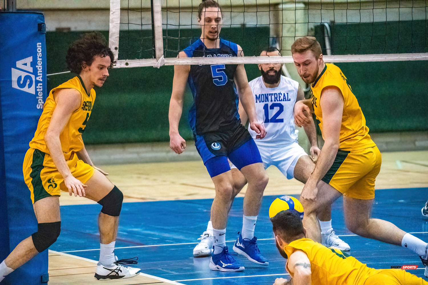 Guillaume BISSON - Zachary HOLLANDS - Sébastien LAPENSÉE - Julien VANIER -  Université de Montréal - Université de Sherbrooke - Volleyball - Université de Sherbrooke (3) vs Université de Montréal (1) - Final 1 2022 (#VertOrVsCarabinsFinal1M) Photo by:  | Siuxy Sports 2022-03-19