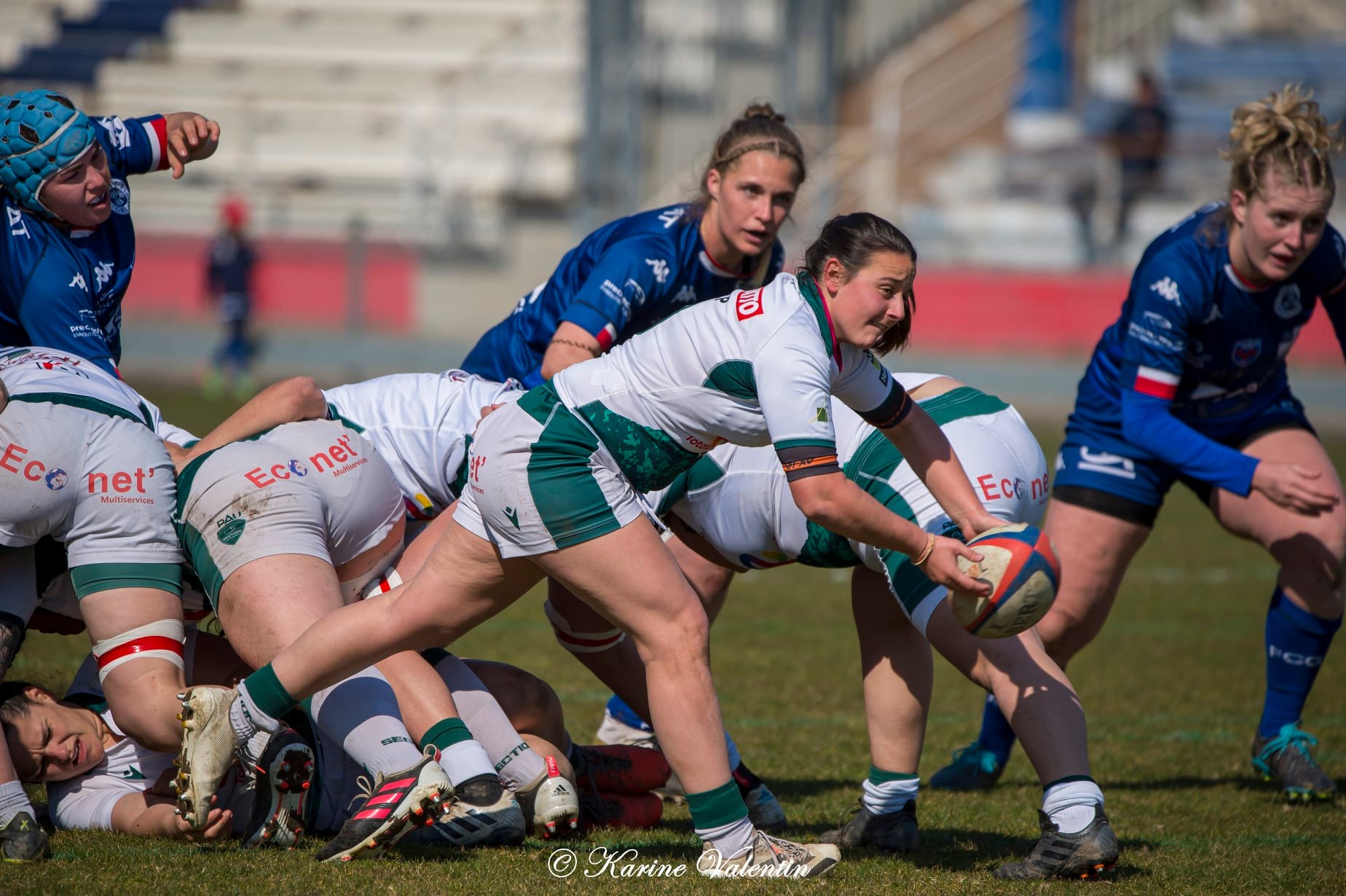 Lea CHAMPON - Emma POULAT - Julia TURC -  FC Grenoble Rugby - Section Paloise - Rugby - Grenoble Amazones vs PAU Lons (#FCGVsSectPaloise2022) Photo by: Karine Valentin | Siuxy Sports 2022-03-06