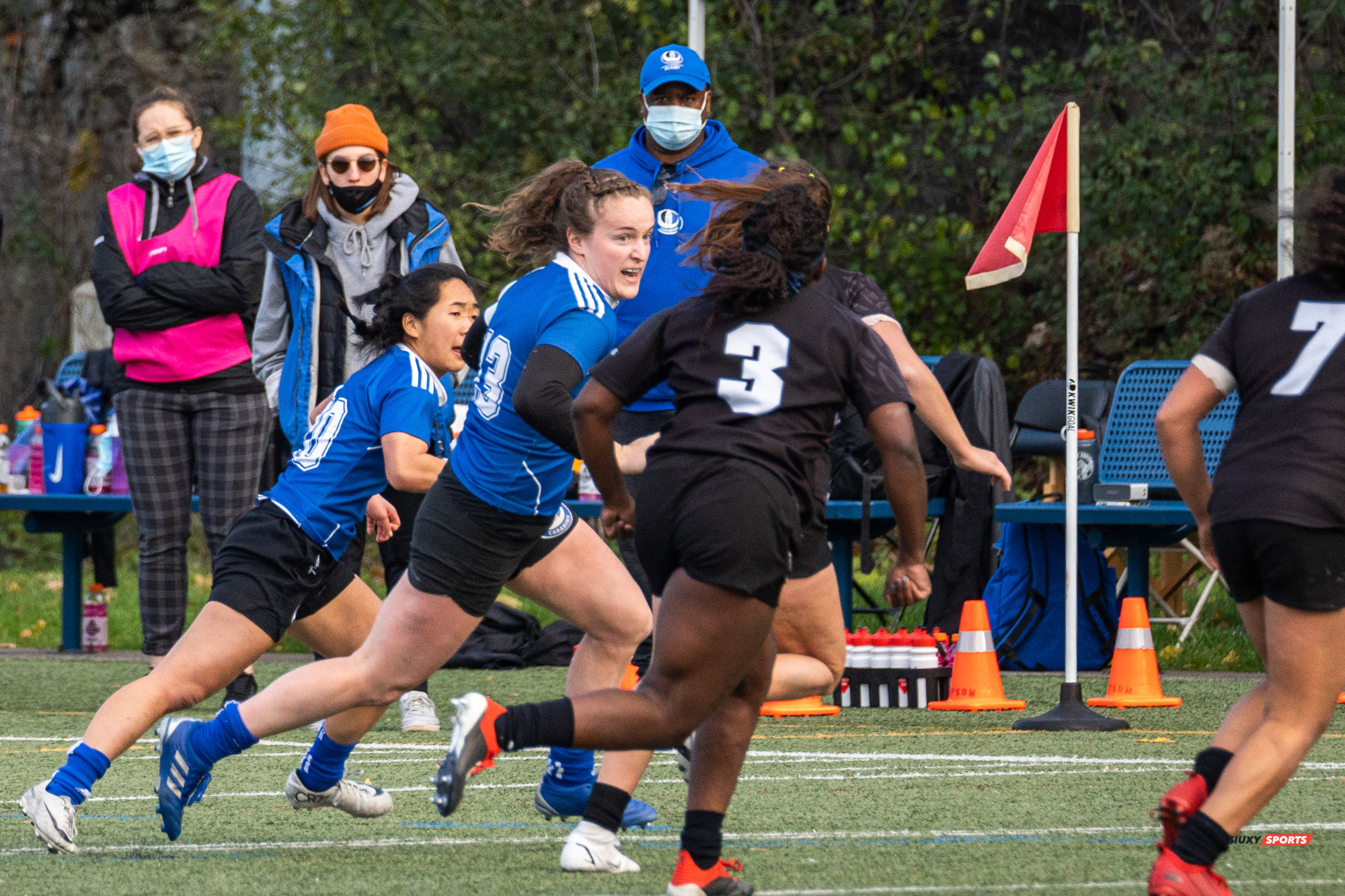 Michel FRANÇOIS - Valérie LANGEVIN - Stéphanie OUELLET -  Université de Montréal - Université Carleton - Rugby -  (#3UdeMvsCarletonF) Photo by:  | Siuxy Sports 2021-11-07