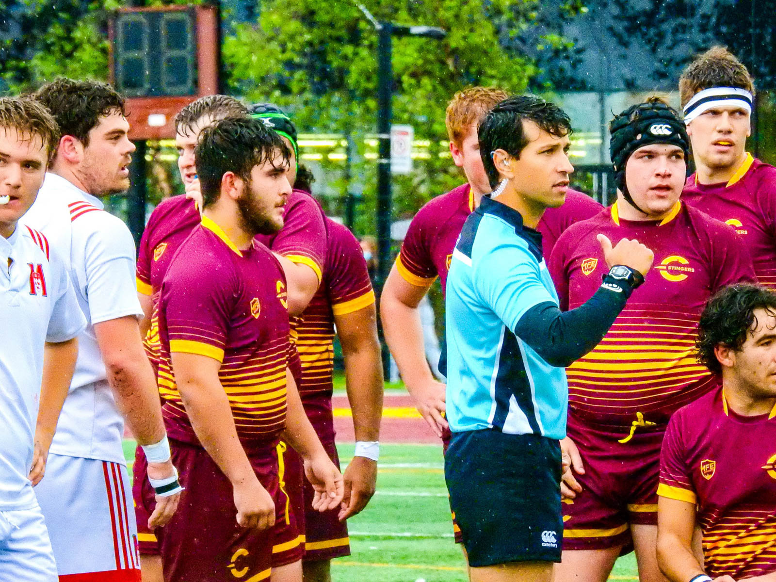 Mohamed ALMOALLIM - Laurence-Olivier BELLEY - Victor DION - Ben LAURIN - Calvin MAZLOUM - Christopher MICHELETTI - Jeremy OCKOMICHALAK - Joseph RIKELY-KRINDLE -  Université Concordia - Université McGill - Rugby -  (#ConcordiaVsMcGill2021) Photo by:  | Siuxy Sports 2021-10-02