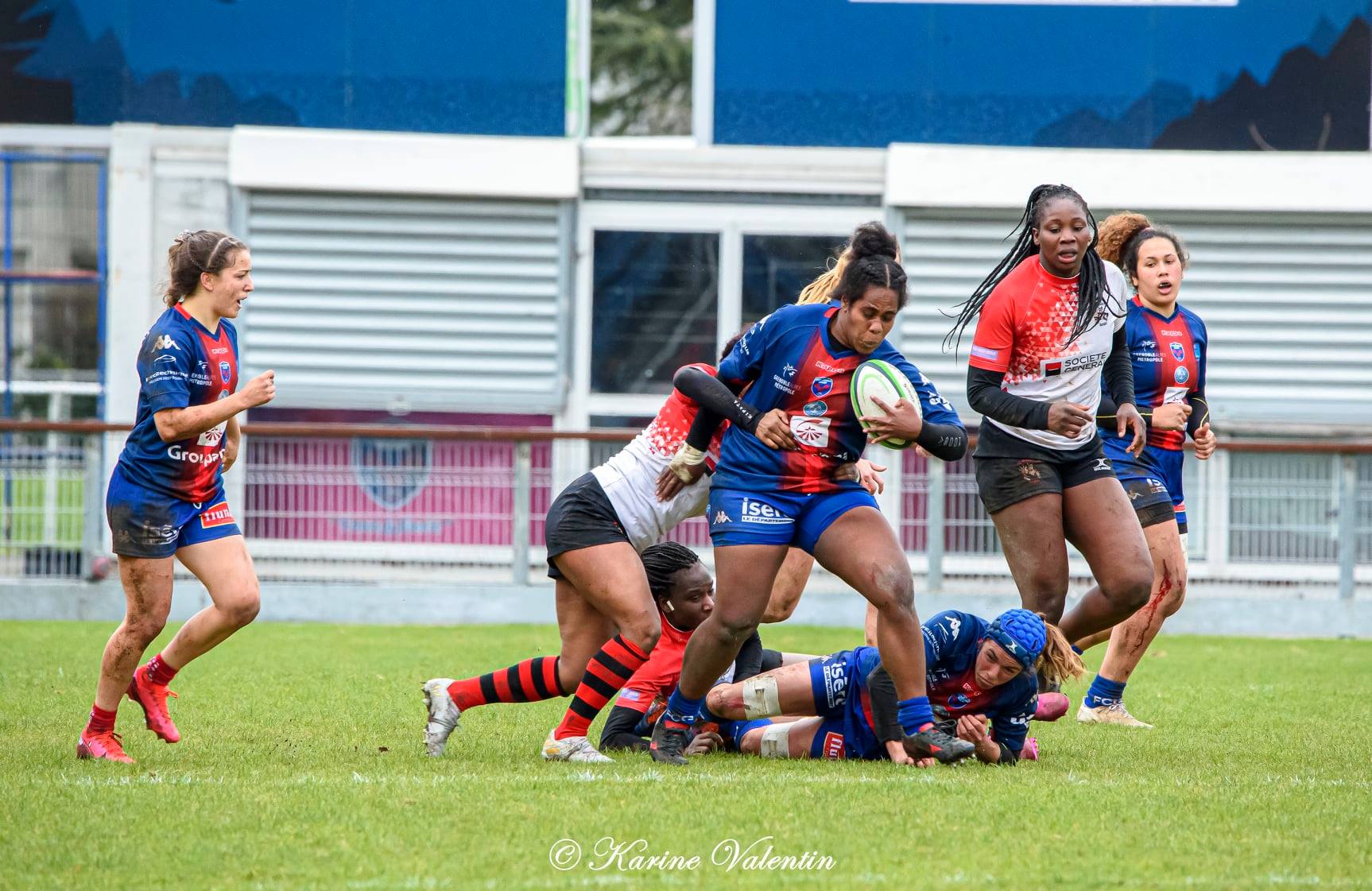 Makarita BALEINAGODO - Alexandra CHAMBON - Téani FELEU -  FC Grenoble Rugby - AC Bobigny 93 Rugby - Rugby -  (#GrenobleVsBobigny2021Mar) Photo by: Karine Valentin | Siuxy Sports 2021-03-15
