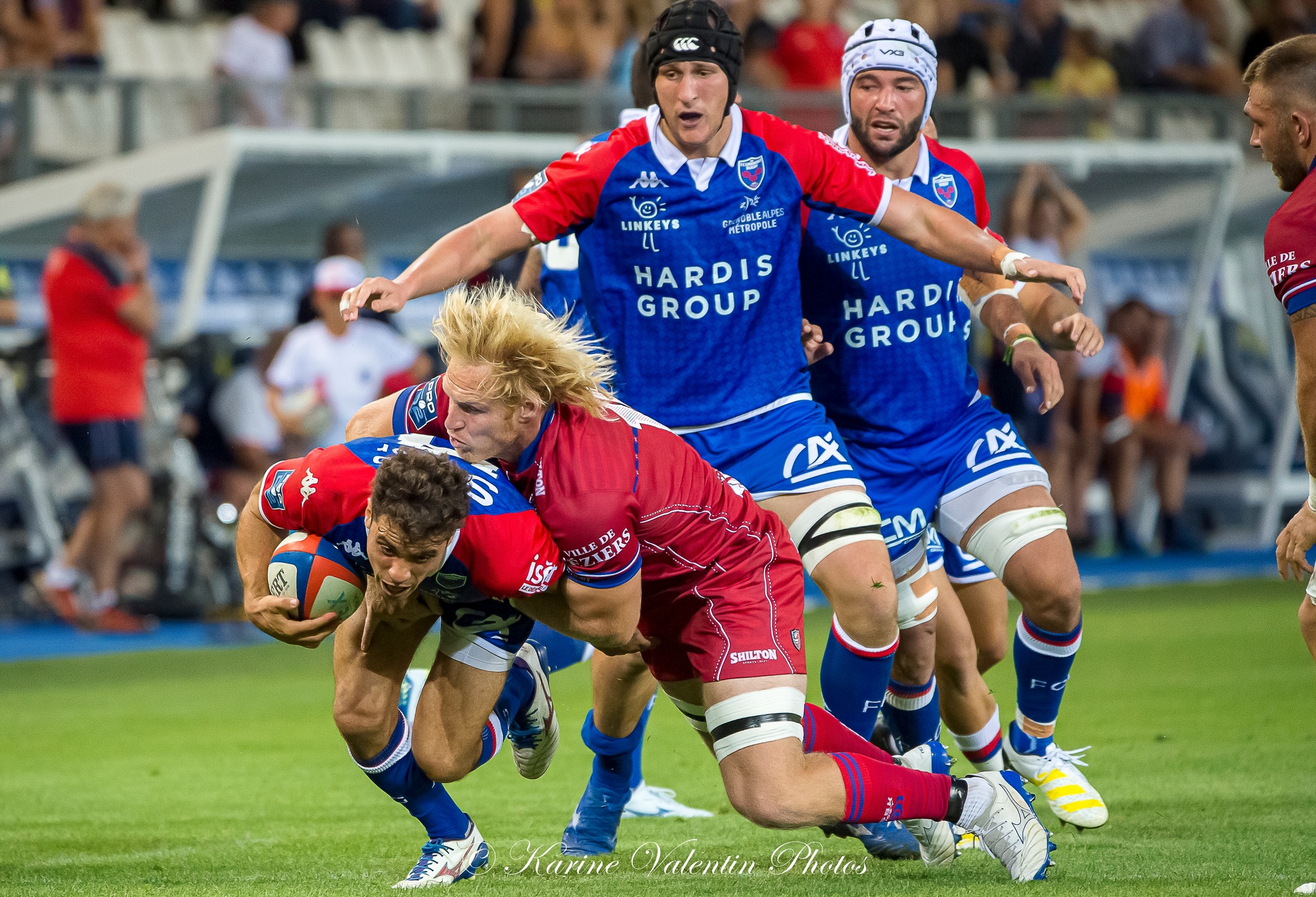 Sias KOEN - José MADEIRA -  FC Grenoble Rugby - AS Béziers Hérault - Rugby - FC GRENOBLE RUGBY (19) VS (15) AS BÉZIERS HÉRAULT (#FCGvsASBHaou2022) Photo by: Karine Valentin | Siuxy Sports 2022-08-26