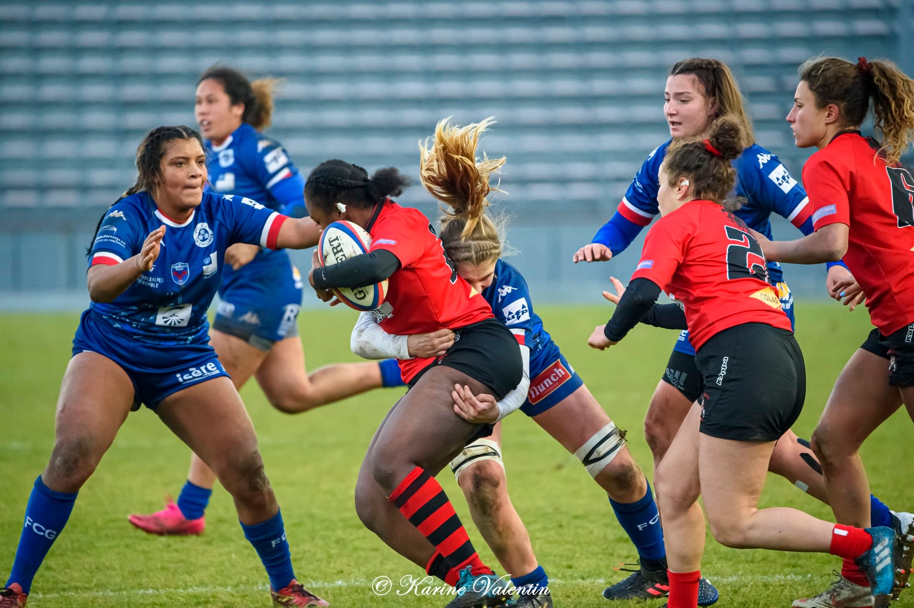 Jade BONNET - Téani FELEU - Ambre MWAYEMBE -  FC Grenoble Rugby - AC Bobigny 93 Rugby - Rugby -  (#GrenobleVsBobigny2021Dec) Photo by: Karine Valentin | Siuxy Sports 2021-12-21