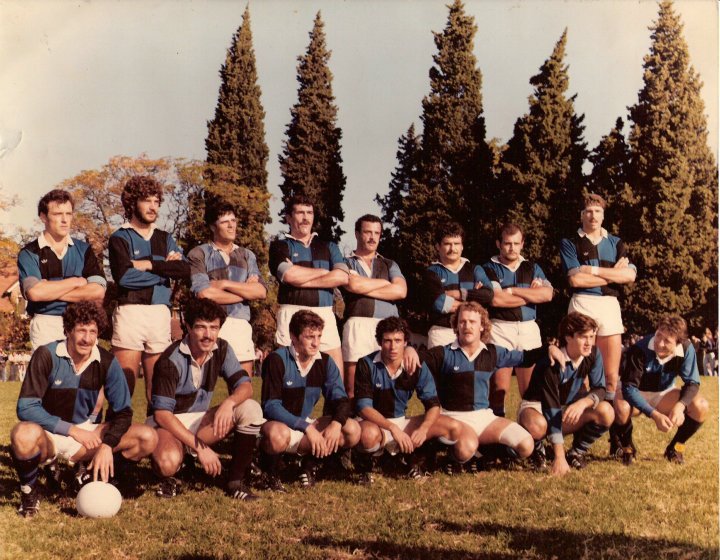 Miguel ALEMAN - Pablo MIGLIORE - Bernardo MIGUENS - Ernesto URE -  Club Universitario de Buenos Aires -  - Rugby - Año 1982 o 1983, frente al CASI () Photo by:  | Siuxy Sports 1983-05-20