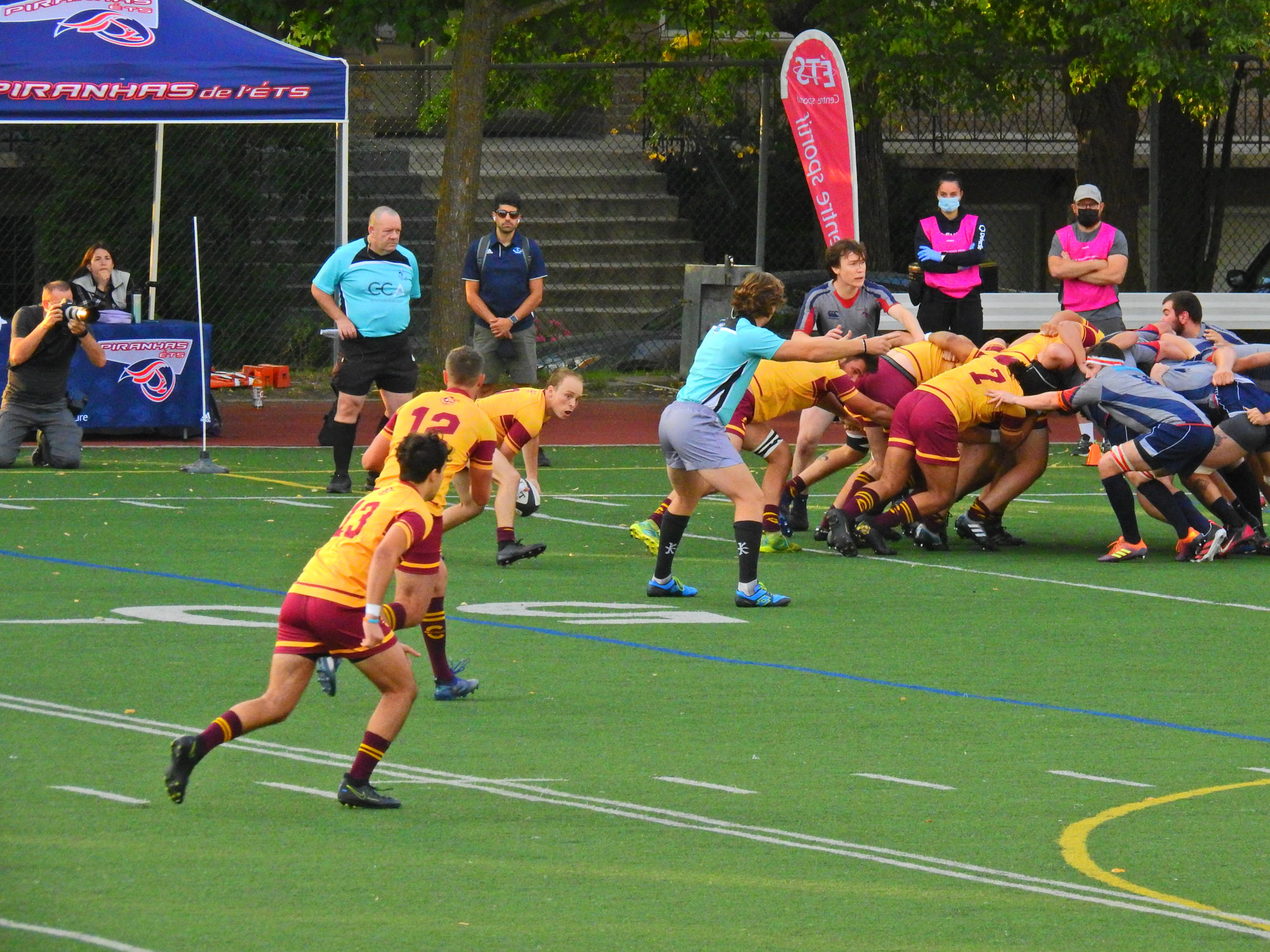 Mohamed ALMOALLIM - Arthur DU CHAFFAUT - Andrew GARDINER - William LAPIERRE - Alec MONTEALEGRE - Justin SAVOIE-DAVIES -  Université Concordia - ÉTS (École de technologie supérieure) - Rugby -  (#ETSvsConcordia) Photo by:  | Siuxy Sports 2021-09-11