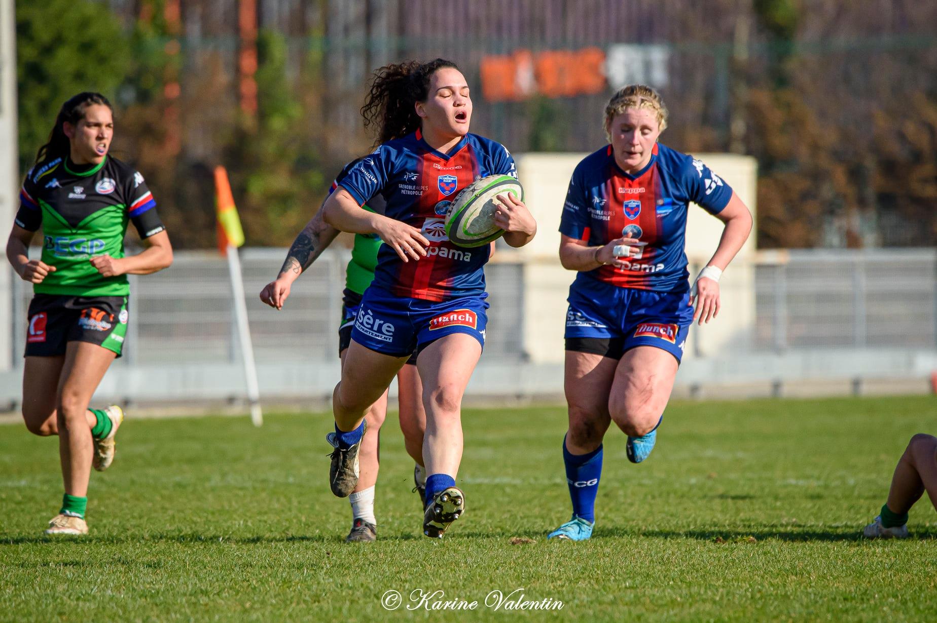 Linda HAFSA - Emma POULAT -  FC Grenoble Rugby - RC La Valette Le Revest La Garde Le Pradet - Rugby - FC Grenoble VS RCVRGP (#GrenobleRCVRGP2021fev) Photo by: Karine Valentin | Siuxy Sports 2021-02-28