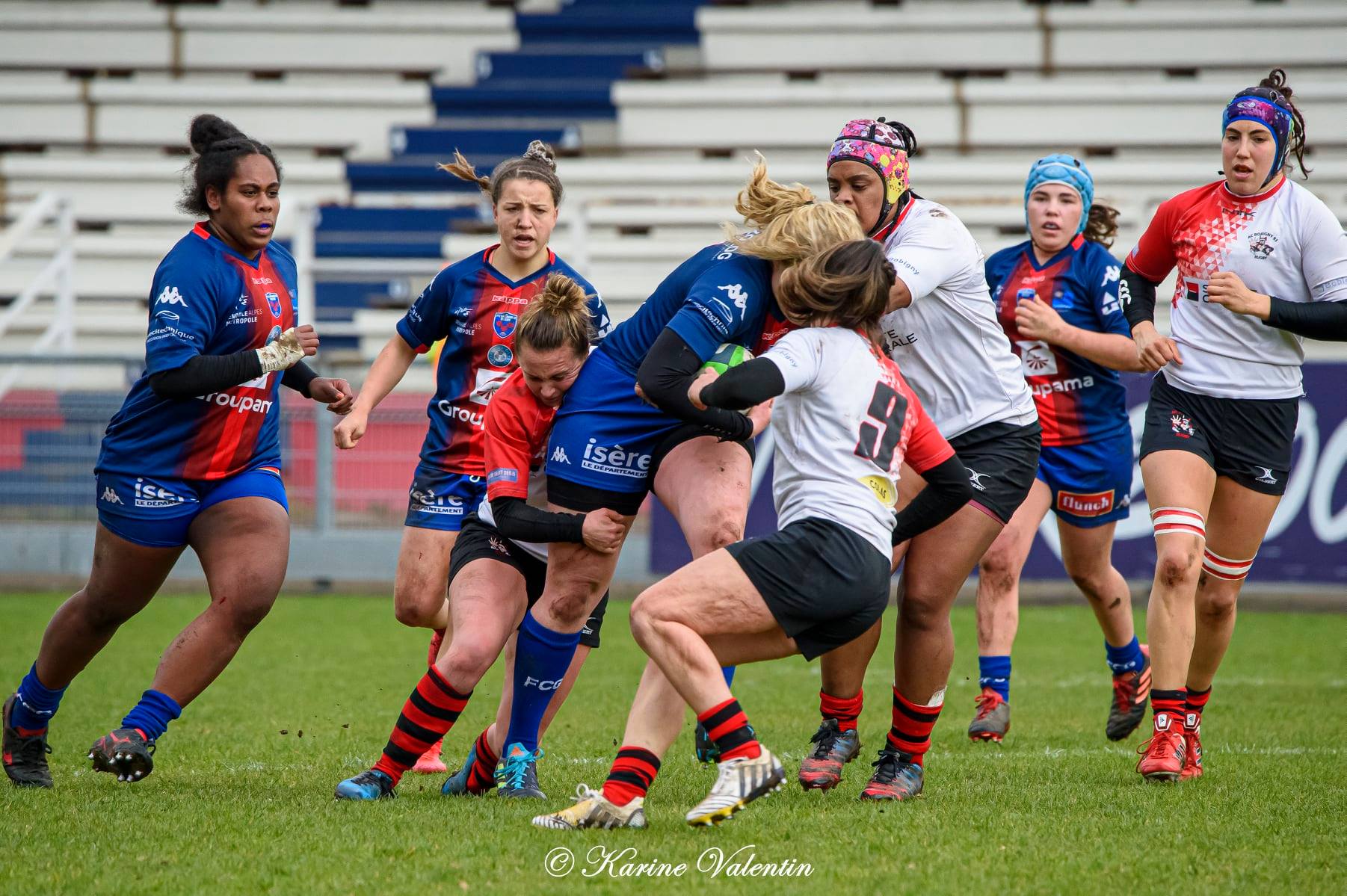 Makarita BALEINAGODO - Alexandra CHAMBON - Julia TURC -  FC Grenoble Rugby - AC Bobigny 93 Rugby - Rugby -  (#GrenobleVsBobigny2021Mar) Photo by: Karine Valentin | Siuxy Sports 2021-03-15
