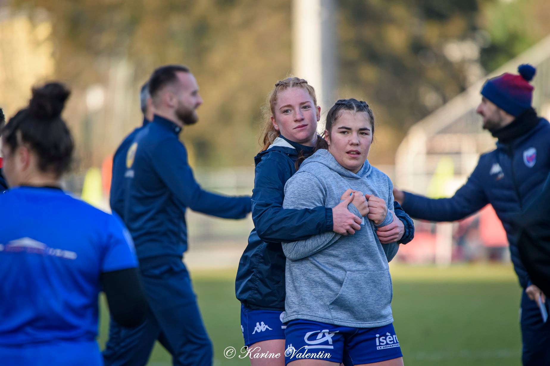 Julia TURC - Shanone VAN PEUTER -  FC Grenoble Rugby -  - Rugby -  (#GrenobleVsBobigny2021Dec) Photo by: Karine Valentin | Siuxy Sports 2021-12-21