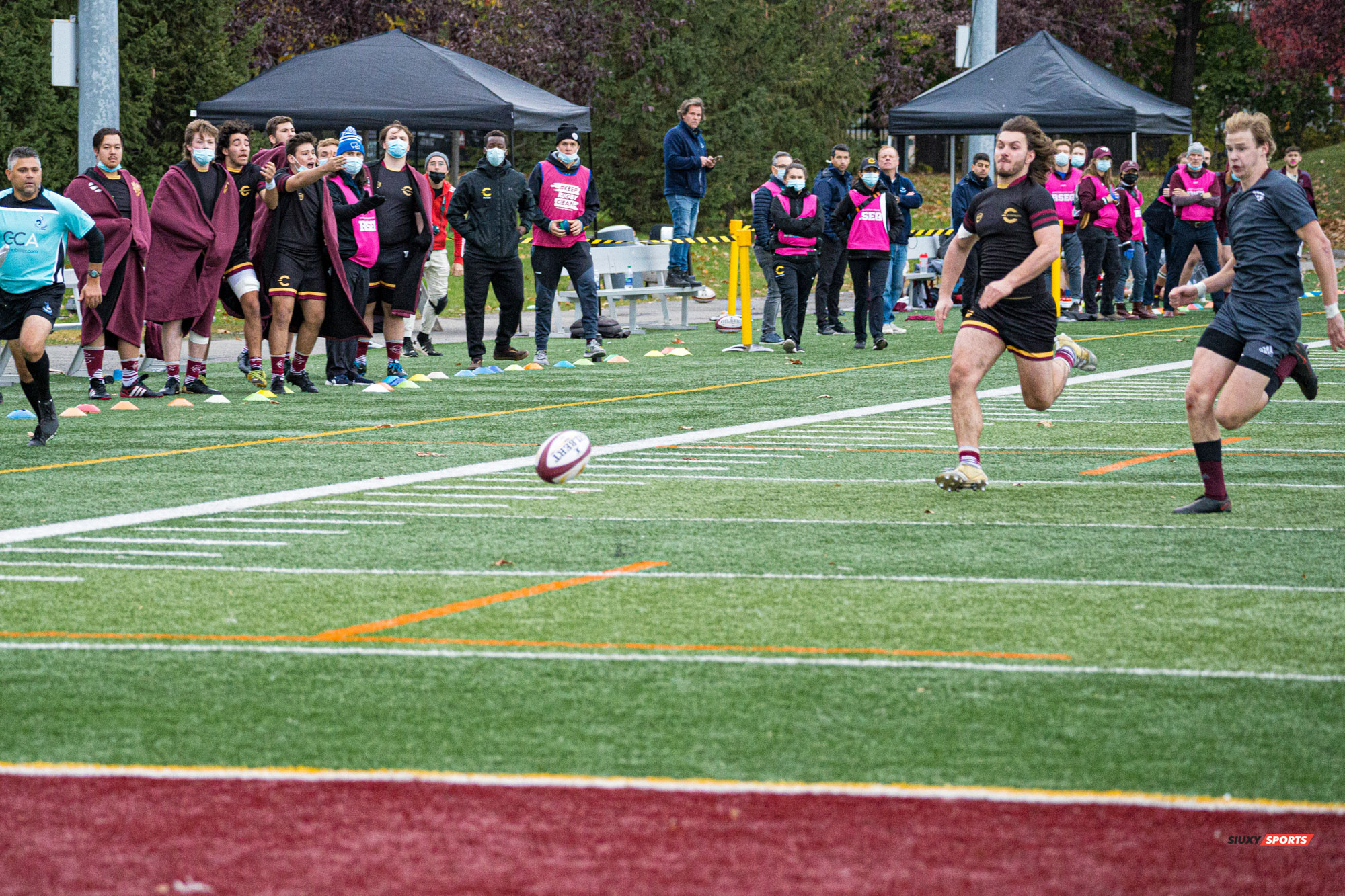 Jean-Louis BERTHET - Simon DAVIES - Christopher MICHELETTI - Andrei MOISA - Alec MONTEALEGRE -  Université Concordia - Université Ottawa - Rugby -  (#ConcordiaVsOttawa2021m) Photo by:  | Siuxy Sports 2021-10-30
