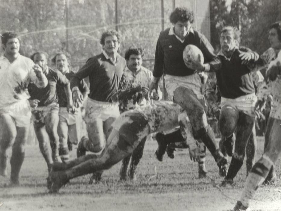 Ricardo DE VEDIA - Pablo MIGLIORE - Gustavo MILANO - Fernando MOREL - Tomas PETERSEN - Gabriel TRAVAGLINI -   -  - Rugby - Algun partido alla por los 80s () Photo by:  | Siuxy Sports 1981-06-01