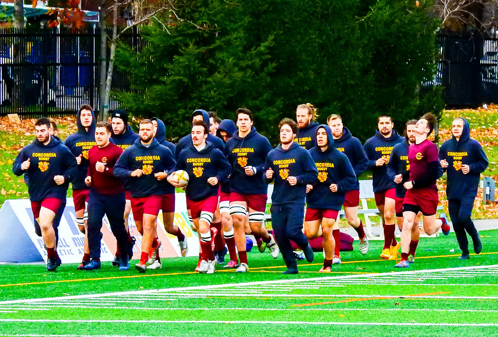 Jonathan BANKS - Craig BOWLER - Lucas HOTTON - Andreas KRAWCZYK - Jérôme LEVESQUE - Dylan MACDONALD - Jackson MARQUARDT - Stephen MARTINEZ - Alexander NESS - Jean-Christophe VINETTE -  Université Concordia - Beaconsfield Rugby Football Club - Rugby - Before the match (#ConcordiaVsETS2017) Photo by:  | Siuxy Sports 2017-11-12