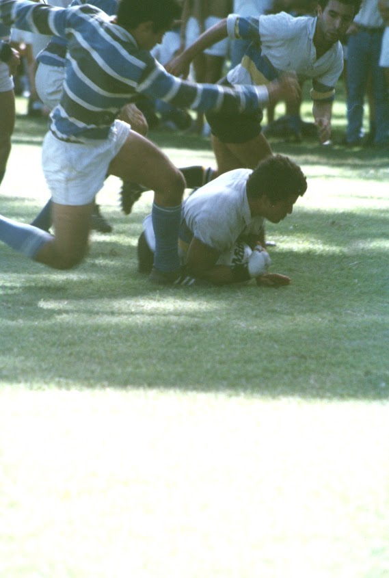 Juan ALCHOURRON - Marcos ORDOÑEZ -  Los Cedros - Liceo Naval - Rugby - Try al final del partido (#CedrosVsLiceo1988) Photo by:  | Siuxy Sports 1988-10-19