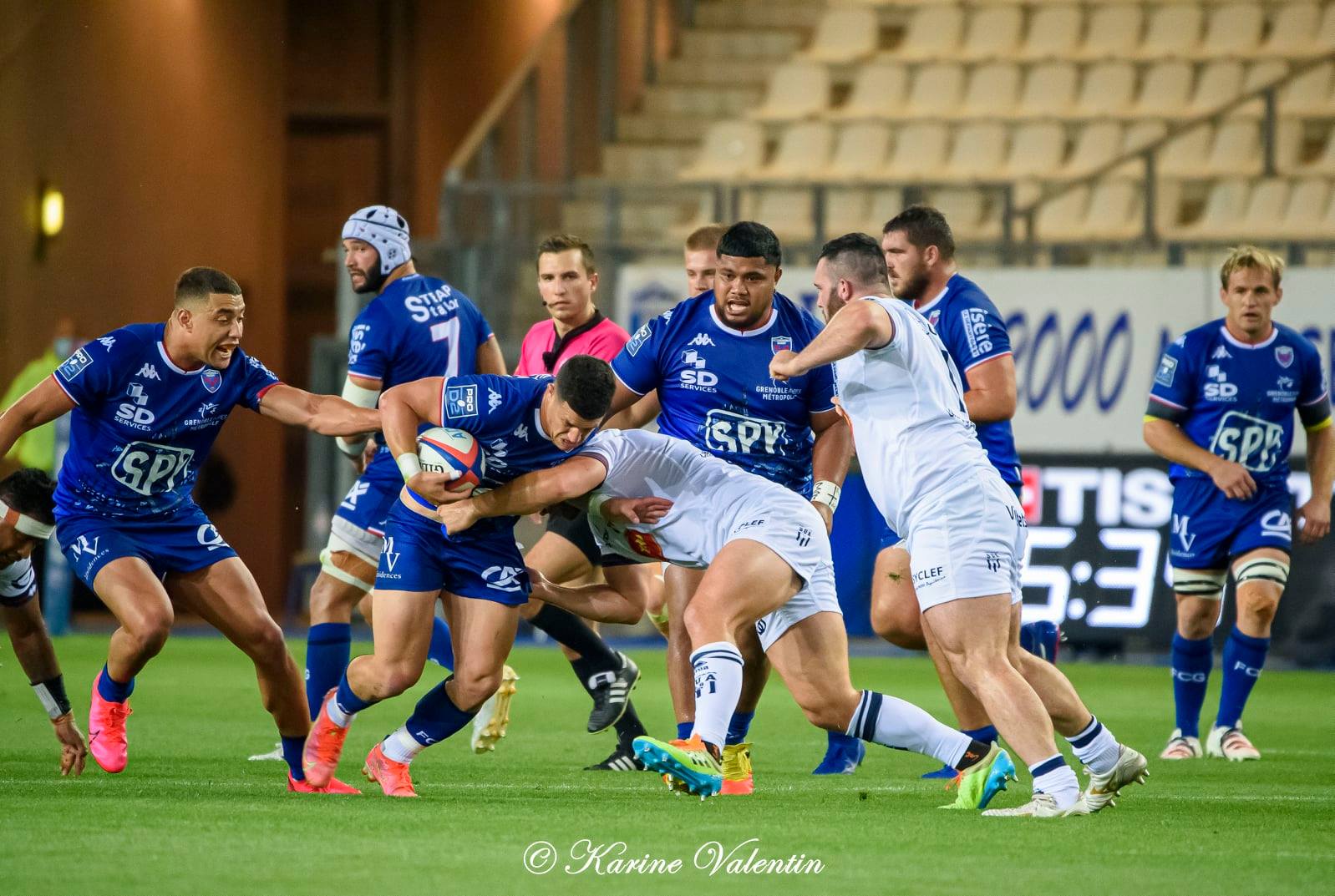 Steeve BLANC-MAPPAZ - Eli EGLAINE - Karim QADIRI - Marnus SCHOEMAN - Toma'akino TAUFA -  FC Grenoble Rugby - SU Agen - Rugby - FC Grenoble Rugby vs. SU Agen (#FCGvsSUAsep2021) Photo by: Karine Valentin | Siuxy Sports 2021-09-09