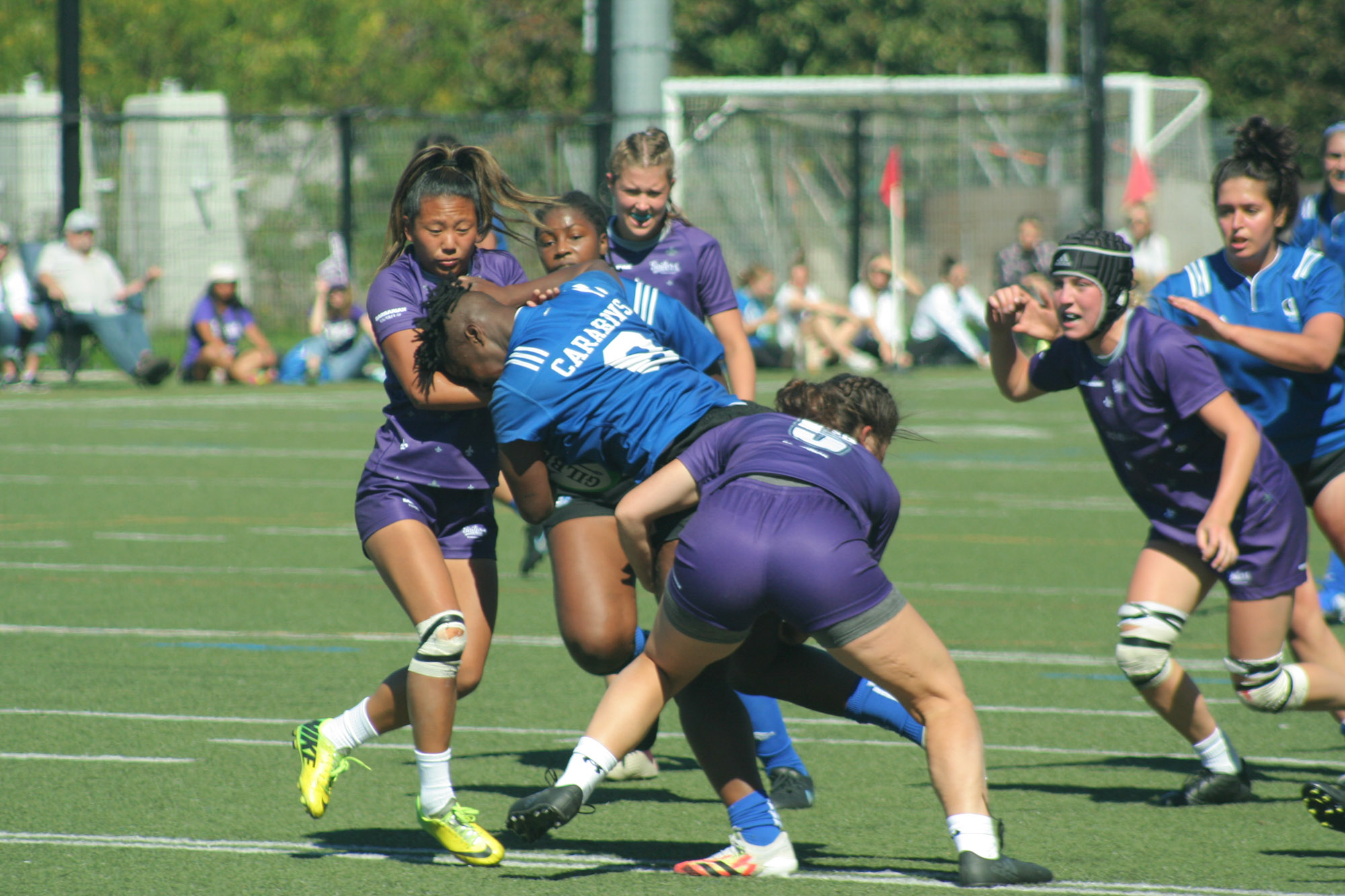 Pénélope DESJARDINS - Ngalula FUAMBA - Gracia MAMPUYA - Kayla OUELLET -   -  - Rugby -  (#UdeMvsBishopW2021) Photo by:  | Siuxy Sports 2021-09-19