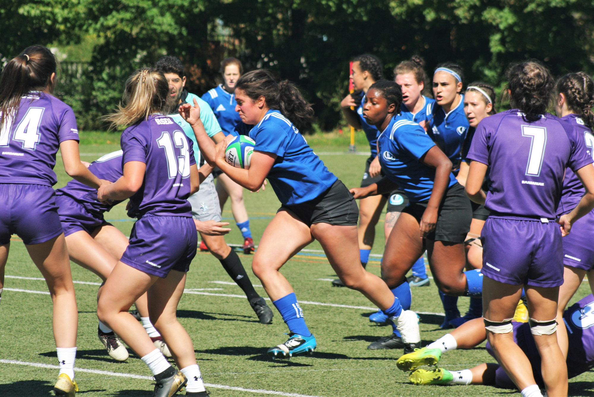 Pénélope DESJARDINS - Gracia MAMPUYA - Alec MONTEALEGRE - Ophélia POISSON-VECCHIO -  Université de Montréal - Bishop's University - Rugby -  (#UdeMvsBishopW2021) Photo by:  | Siuxy Sports 2021-09-19