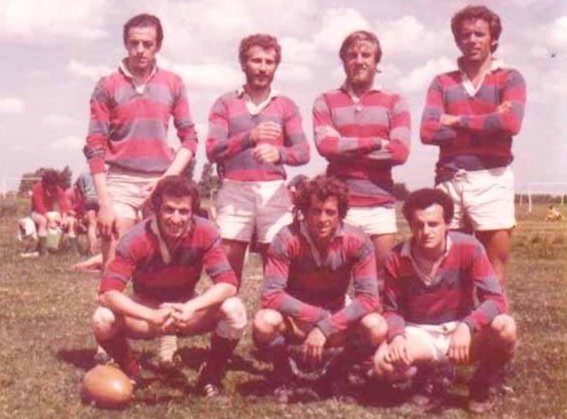 Jorge BORGUI - Mariano GARCIA CUERVA - Samuel GRADIN - Luis ZAMORA - Pedro ZAMORA - Rodrigo ZAMORA - x - chobo ZAMORA -  Curupaytí Club de Rugby -  - Rugby - Curupayti campeón del seven de la Universidad de Belgrano () Photo by:  | Siuxy Sports 1975-11-01