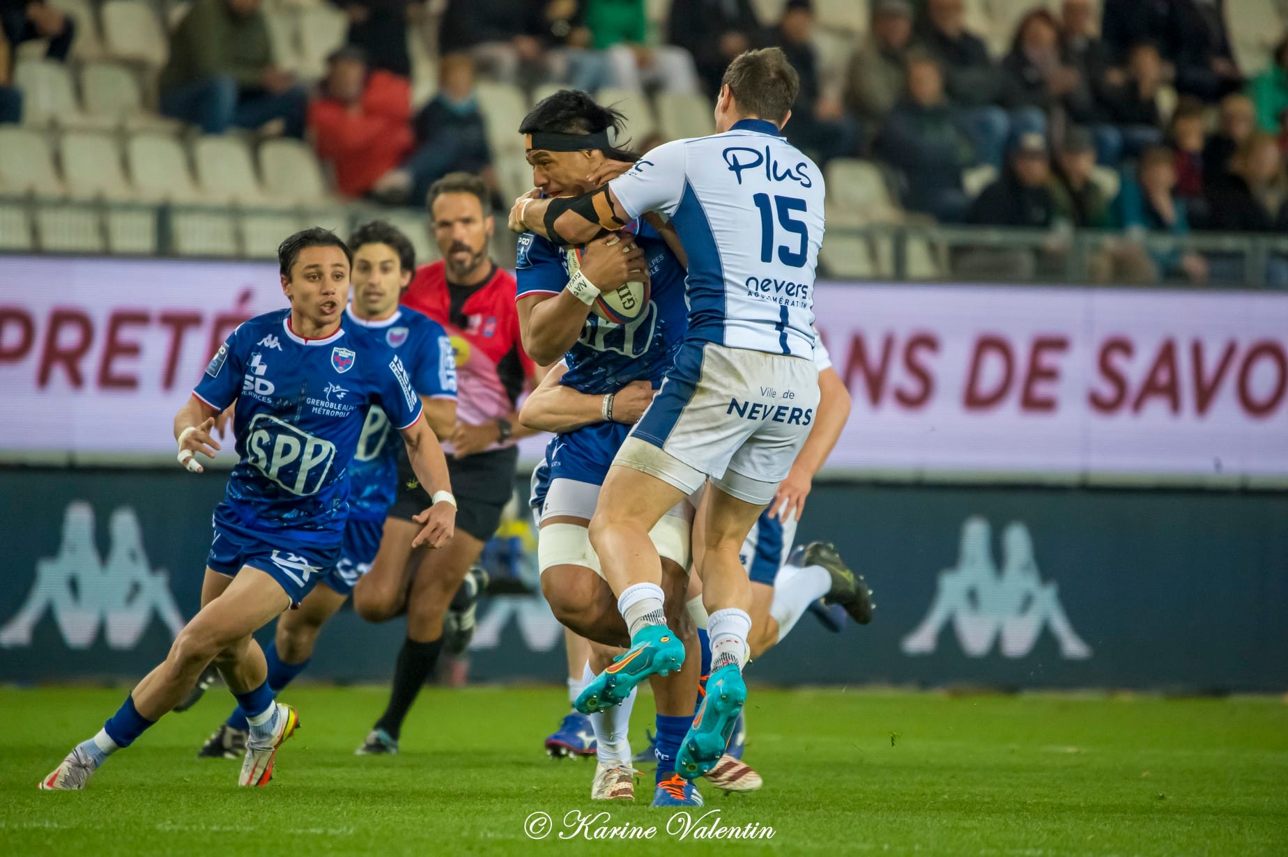 Ange CAPUOZZO - Felipe EZCURRA - Tanginoa HALAIFONUA -  FC Grenoble Rugby - USON Nevers - Rugby - FC Grenoble Rugby (34) vs USON Nevers (10) - 2022 (#FCGvsUSON2022) Photo by: Karine Valentin | Siuxy Sports 2022-03-04