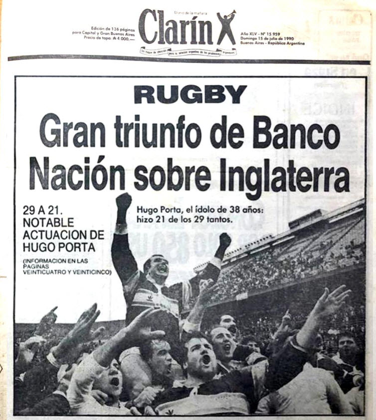  Club Atlético Banco de la Nación Argentina -  - Memorabilia - Gran triunfo de Banco Nacion sobre Inglaterra () Photo by:  | Siuxy Sports 1990-07-14