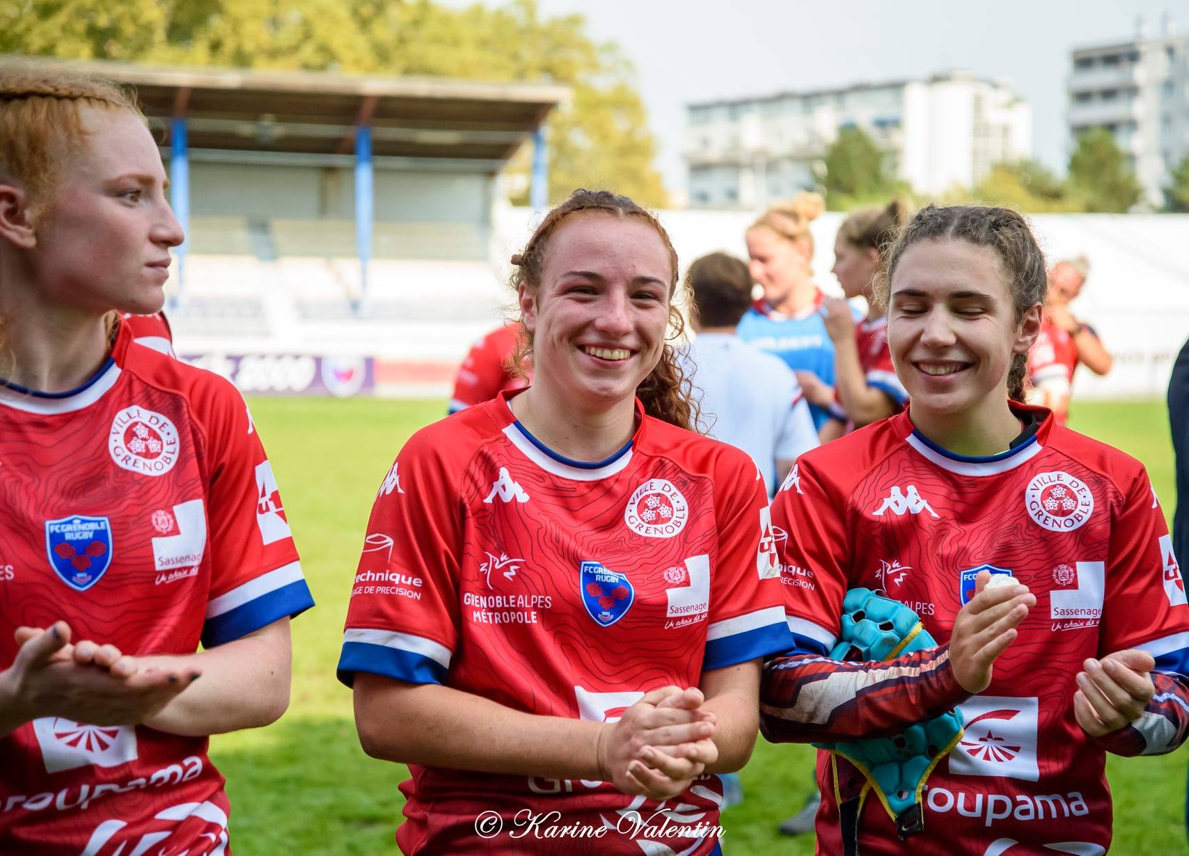 Océane MILLO CHEVREY - Florine THIRON - Shanone VAN PEUTER -  FC Grenoble Rugby -  - Rugby - FC Grenoble VS Toulouse (#GrenobleVsToulouse2021sep) Photo by: Karine Valentin | Siuxy Sports 2021-09-26