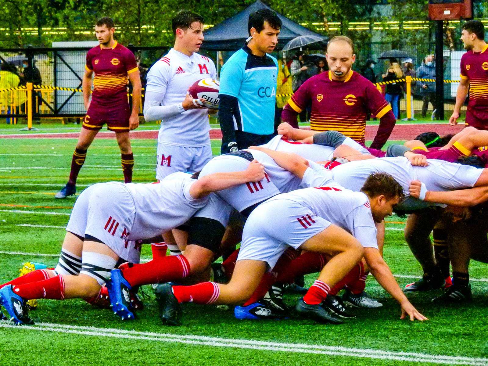 Ian MCDOWELL - Aidan MCMULLAN - Christopher MICHELETTI - Justin SAVOIE-DAVIES -  Université Concordia - Université McGill - Rugby -  (#ConcordiaVsMcGill2021) Photo by:  | Siuxy Sports 2021-10-02