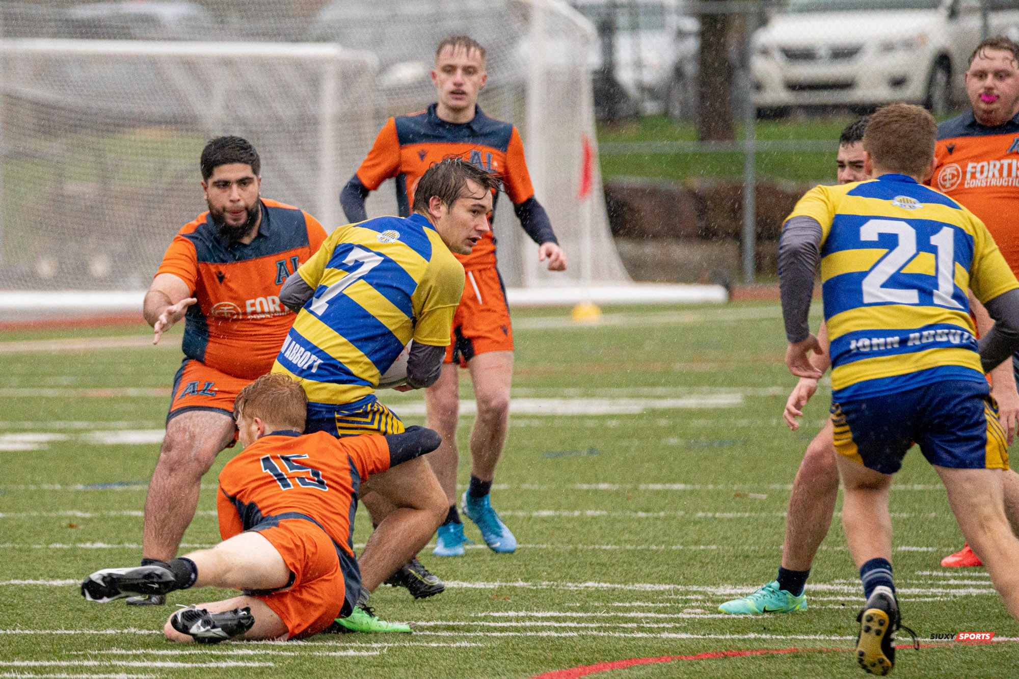 Majd-Eddine BENAOUF - Mustafa DIKICI-MONTMARQUETTE - Briac PAUGAM -  College John Abbott - Cégep André Laurendeau - Rugby -  (#AbbottVsAL2021m) Photo by:  | Siuxy Sports 2021-10-31