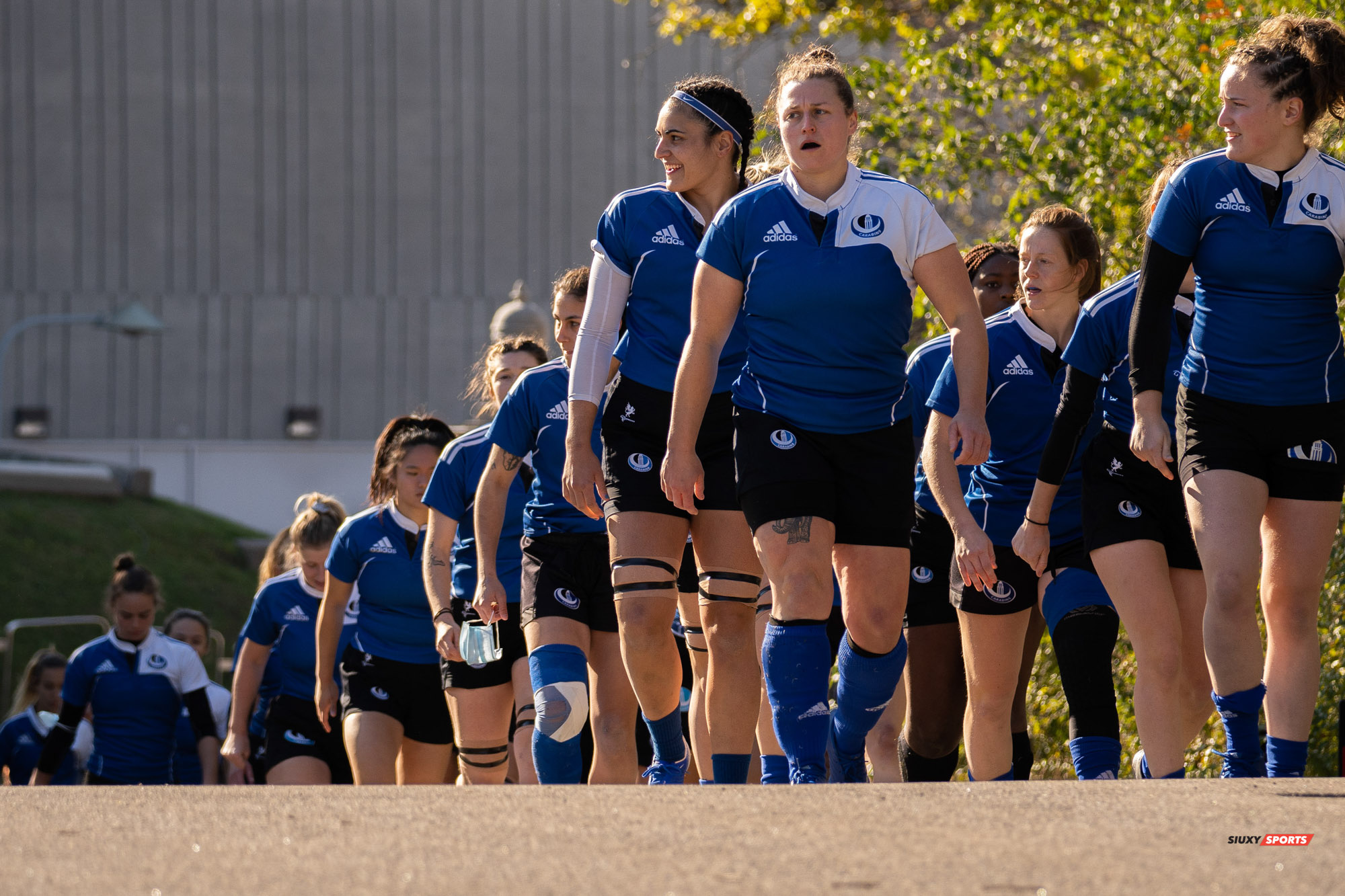 Samantha ALBERT - Rosalie AUTHIER - Marie-Éve BÉLANGER - Isabelle CRONIER - Valérie LANGEVIN - Marie-Li LAPIERRE - Pauline MOUSSA - Ophélia POISSON-VECCHIO -  Université de Montréal -  - Rugby -  (#3UdeMvsCarletonF) Photo by:  | Siuxy Sports 2021-11-07