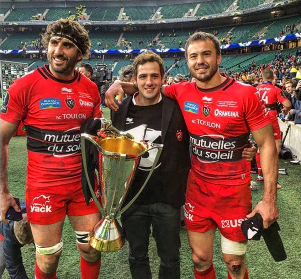 Juan Martín FERNÁNDEZ LOBBE - Juan Martín HERNÁNDEZ - Nicolás SÁNCHEZ -  RC Toulonnais -  - Rugby - Toulon encore Champion () Photo by:  | Siuxy Sports 2015-05-02