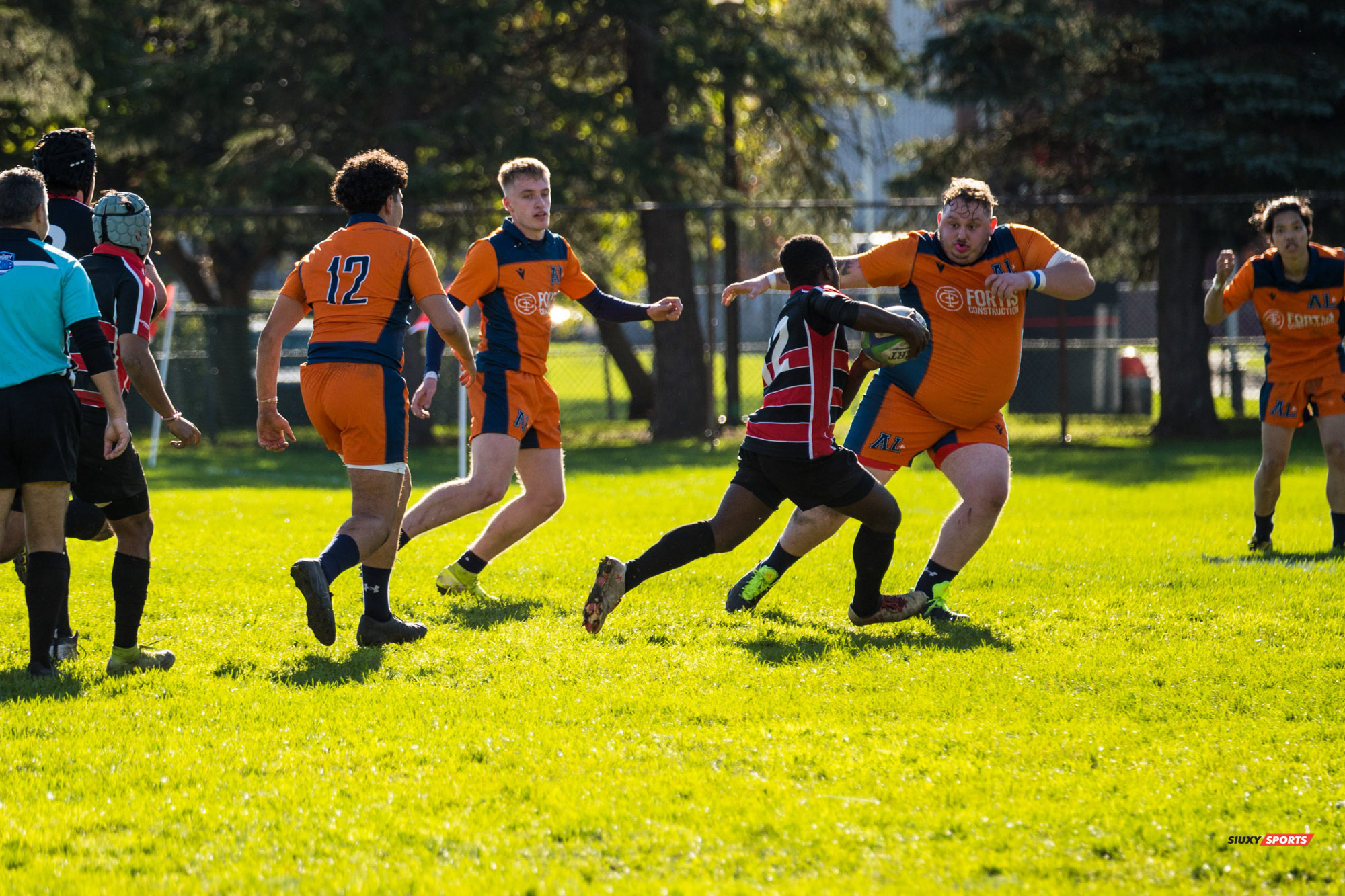 Mustafa DIKICI-MONTMARQUETTE - Briac PAUGAM -  Cégep Vanier - Cégep André Laurendeau - Rugby -  (#VanierVsAL2021M) Photo by:  | Siuxy Sports 2021-10-24