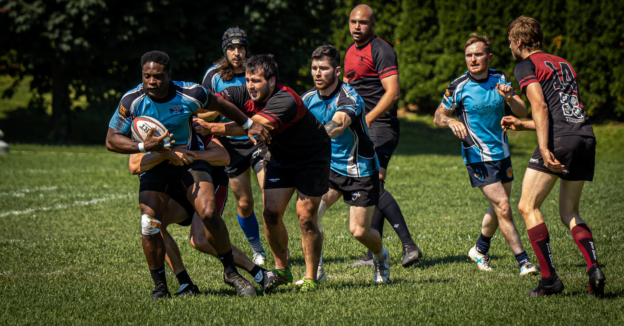 Kareem ALLEYNE - Jake EDWARDS - Brandon PICARD -  Westmount Rugby Club - Montreal Wanderers Rugby Football Club - Rugby - WESTMOUNT RC VS WANDERERS RFC - M1 - REEL C (#WestWand2022M1RC) Photo by: Rakeem Bien-Aimé | Siuxy Sports 2022-06-25