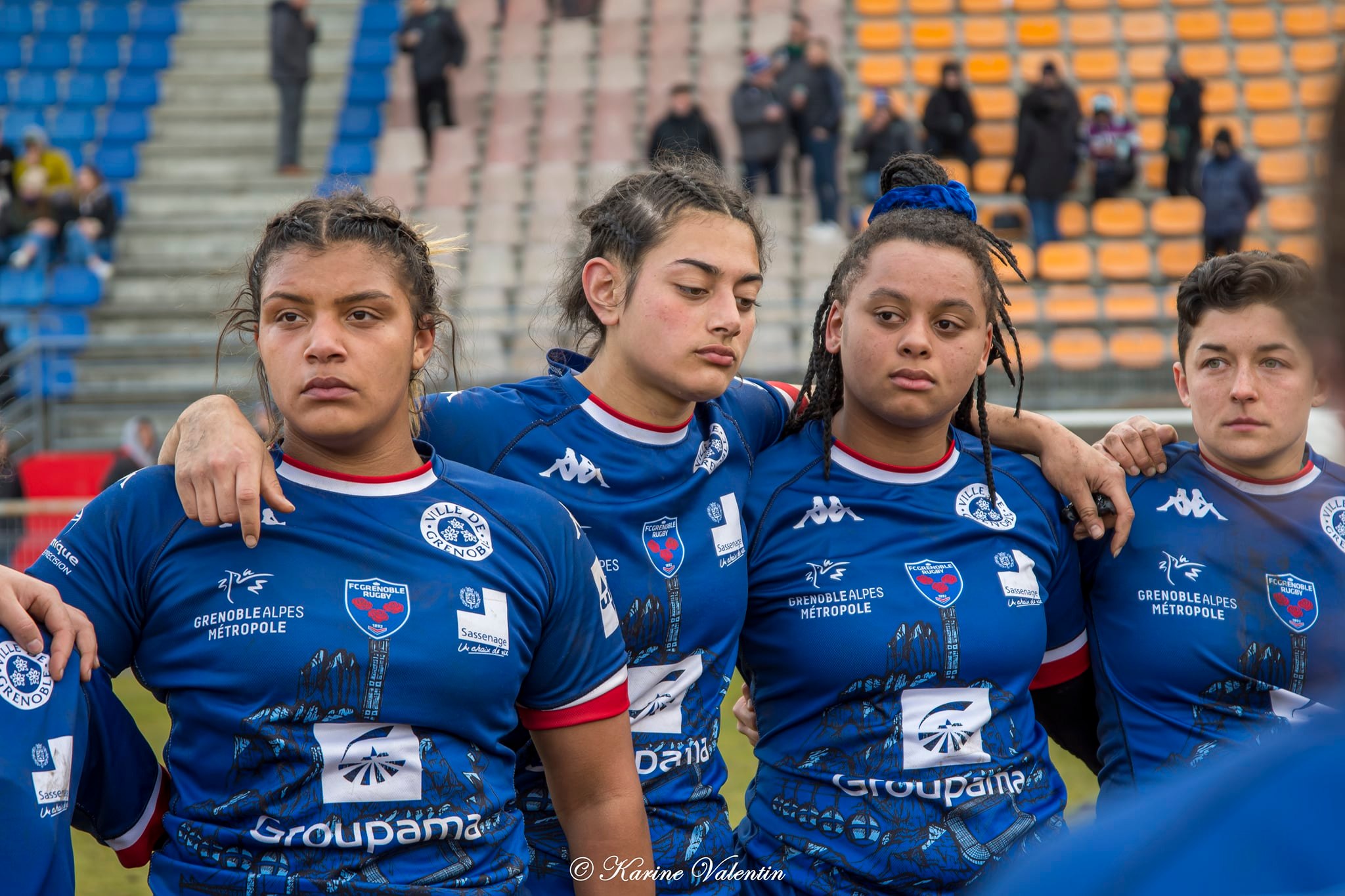 Emma GALLAGHER - Taïna MAKA - Ambre MWAYEMBE -  FC Grenoble Rugby -  - Rugby - Grenoble Amazones vs ASM Romagnat (#FCGVsASMRomagnat2022) Photo by: Karine Valentin | Siuxy Sports 2022-02-06