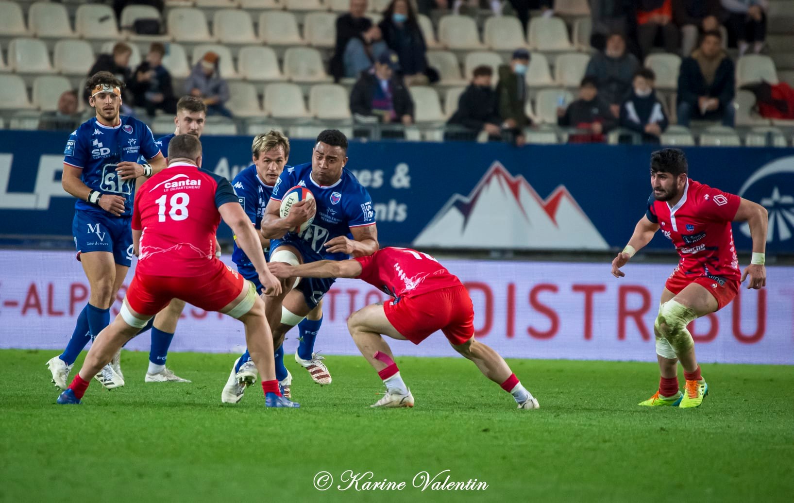 Bautista EZCURRA - Romain FUSIER - Pio MUARUA - Marnus SCHOEMAN -  FC Grenoble Rugby - Stade Aurillacois - Rugby - FC Grenoble Rugby vs Stade Aurillacois - 2022 (#FCGvsSA2022R02) Photo by: Karine Valentin | Siuxy Sports 2022-02-18