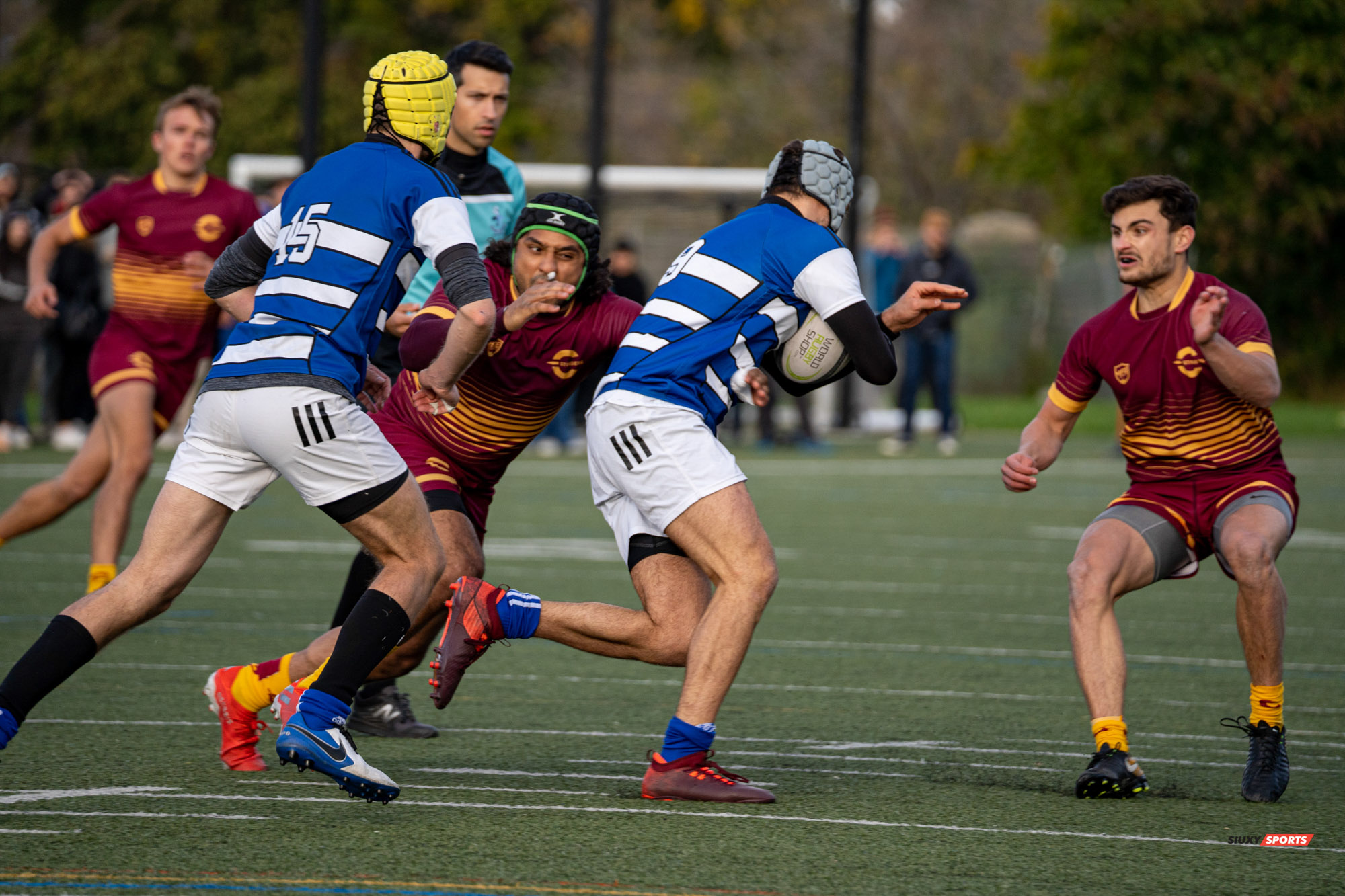 Mohamed ALMOALLIM - Alexandre LEDUC - Liam MANSFIELD -  Université de Montréal - Université Concordia - Rugby -  (#UdeMvsConcordia2021M) Photo by:  | Siuxy Sports 2021-10-23