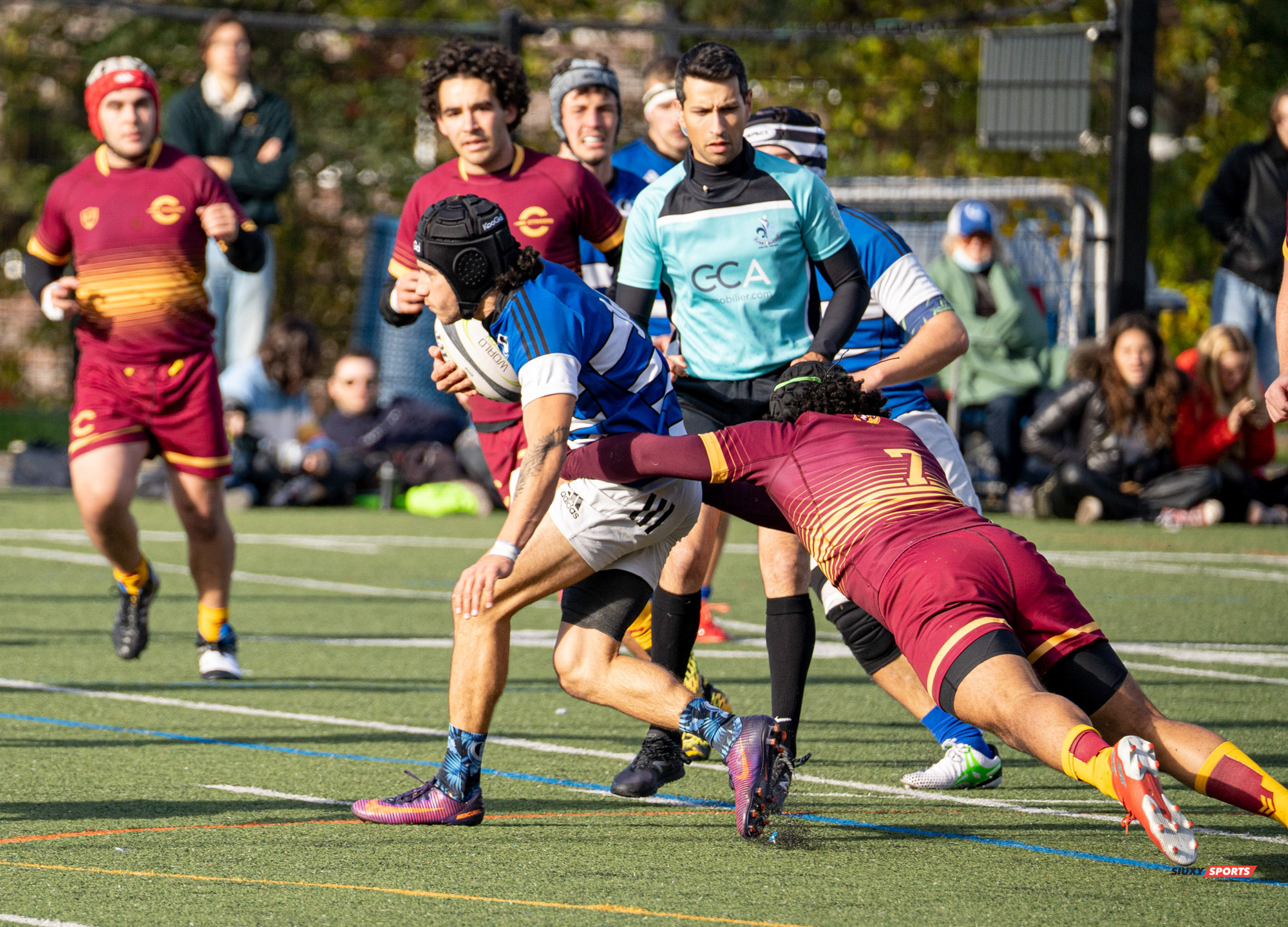 Mohamed ALMOALLIM - Christopher MICHELETTI - Joseph RIKELY-KRINDLE -  Université de Montréal - Université Concordia - Rugby -  (#UdeMvsConcordia2021M) Photo by:  | Siuxy Sports 2021-10-23