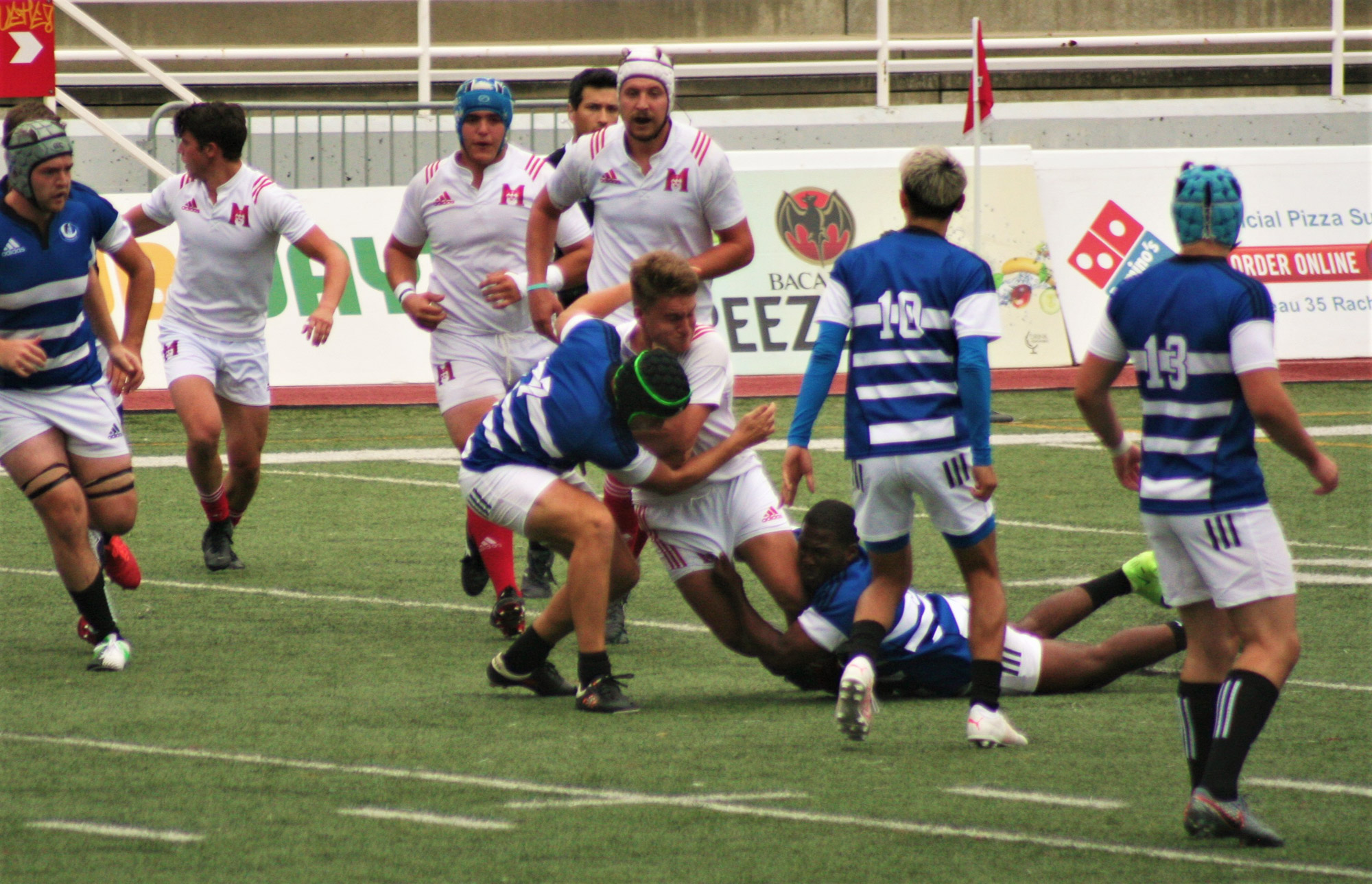 Jean-François BLANCHETTE - Owen CUMMING - Neos DIONISOPOULOS -  Université de Montréal - Université McGill - Rugby -  (#McGillvsUdeM) Photo by:  | Siuxy Sports 2021-09-11