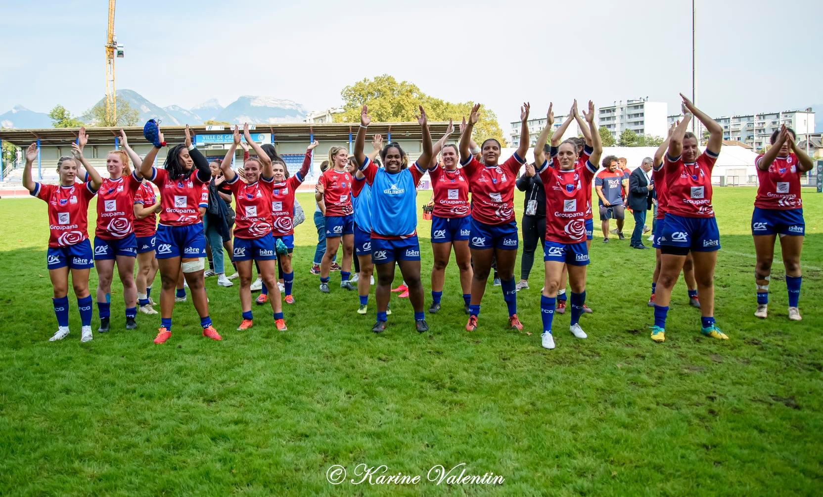 Makarita BALEINAGODO - Jade BONNET - Ambre MWAYEMBE - Rebecca PANTALEONI - Florine THIRON - Shanone VAN PEUTER -  FC Grenoble Rugby -  - Rugby - FC Grenoble VS Toulouse (#GrenobleVsToulouse2021sep) Photo by: Karine Valentin | Siuxy Sports 2021-09-26